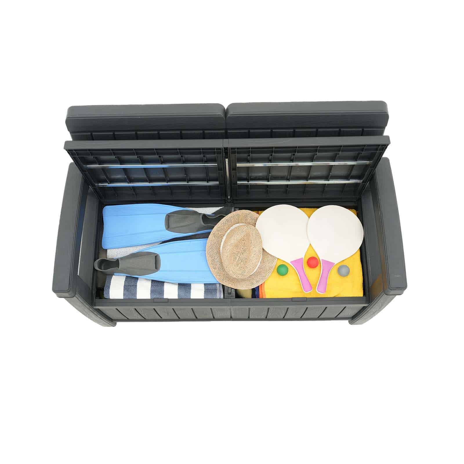 Banco de resina 124x66x90 cm (230L) Vita cinzento Banco arcón resina 124x66x90 cm (230L) Vita gris