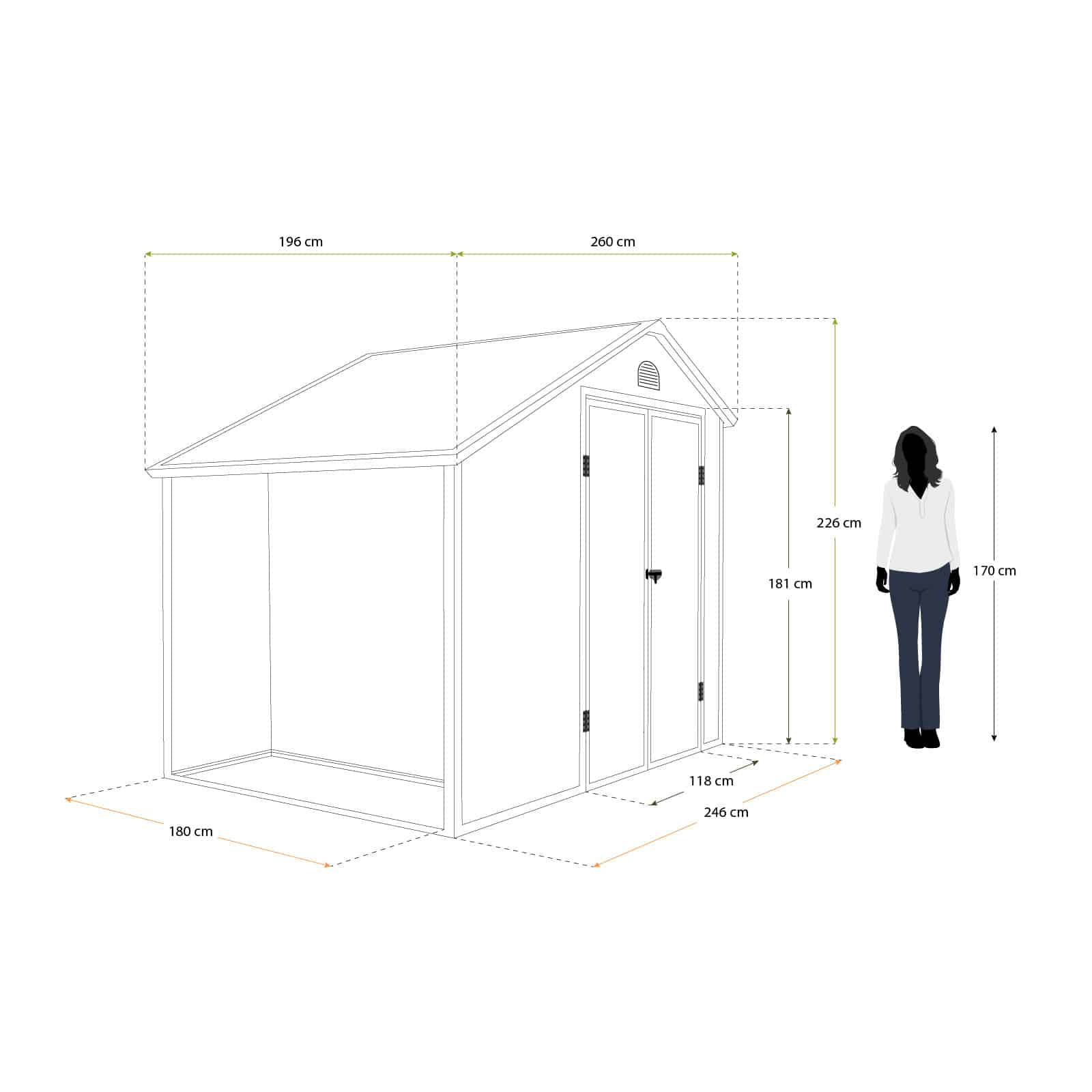 Abrigo de jardim em resina com lenheiro 260x192x226 cm (5 m²) Sylvana B cinzento Abrigo de jardim em resina com lenheiro 260x192x226 cm (5 m²) Sylvana B cinzento - Image 3