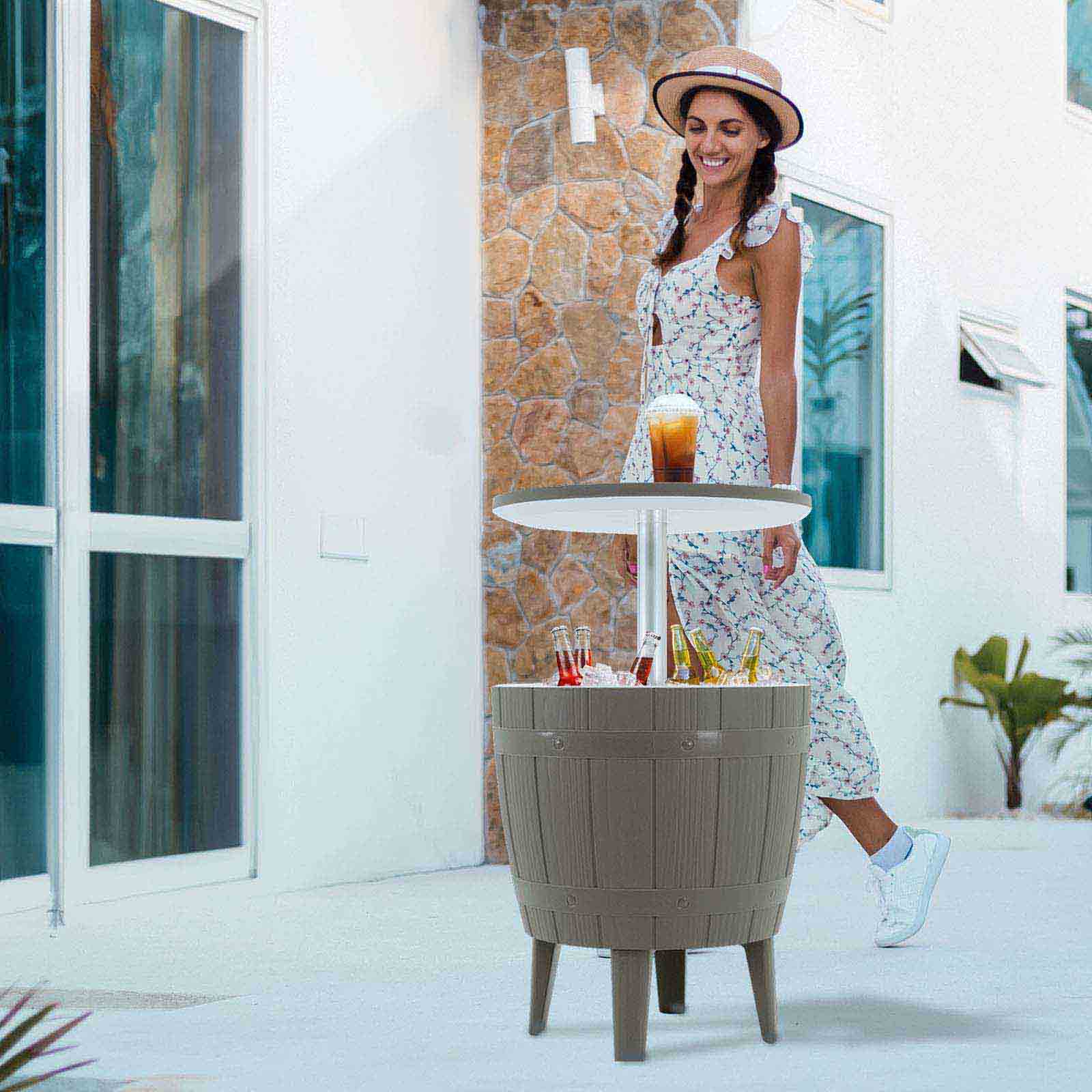 Mesa térmica de resina 48,5x48,5x57/82 cm (37 L) Cosmopolitan bege Mesa nevera de resina 48,5x48,5x57/82 cm (37 L) Cosmopolitan beige