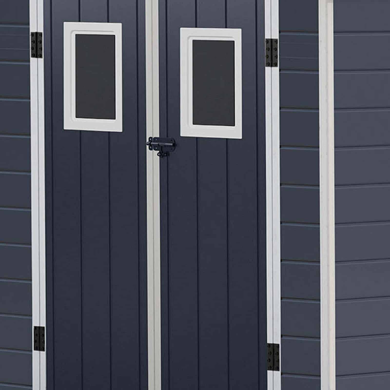 Abrigo de jardim em resina com chão 190x368x226 cm (6,99 m²) Zoe C cinzento Caseta jardín resina con suelo 190x368x226 cm (6,99 m²) Zoe C gris