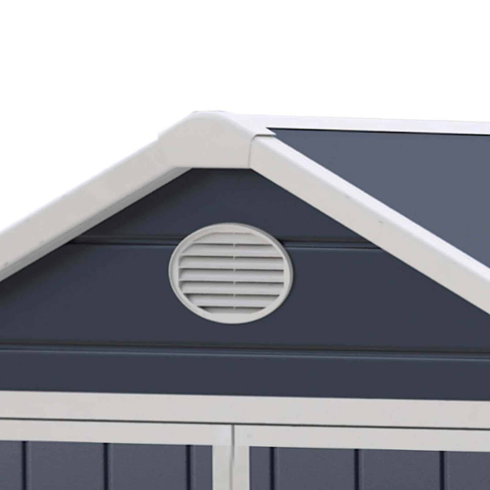 Abrigo de jardim em resina com chão 190x368x226 cm (6,99 m²) Zoe C cinzento Caseta jardín resina con suelo 190x368x226 cm (6,99 m²) Zoe C gris