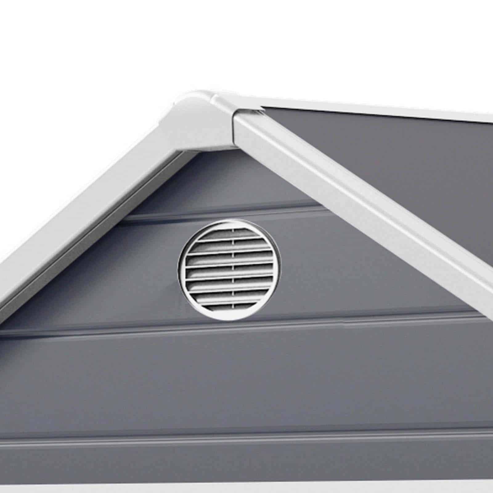 Abrigo de jardim em resina com chão 242x368x239 cm (8,90 m²) Zoe D cinzento Caseta jardín resina con suelo 242x368x239 cm (8,90 m²) Zoe D gris