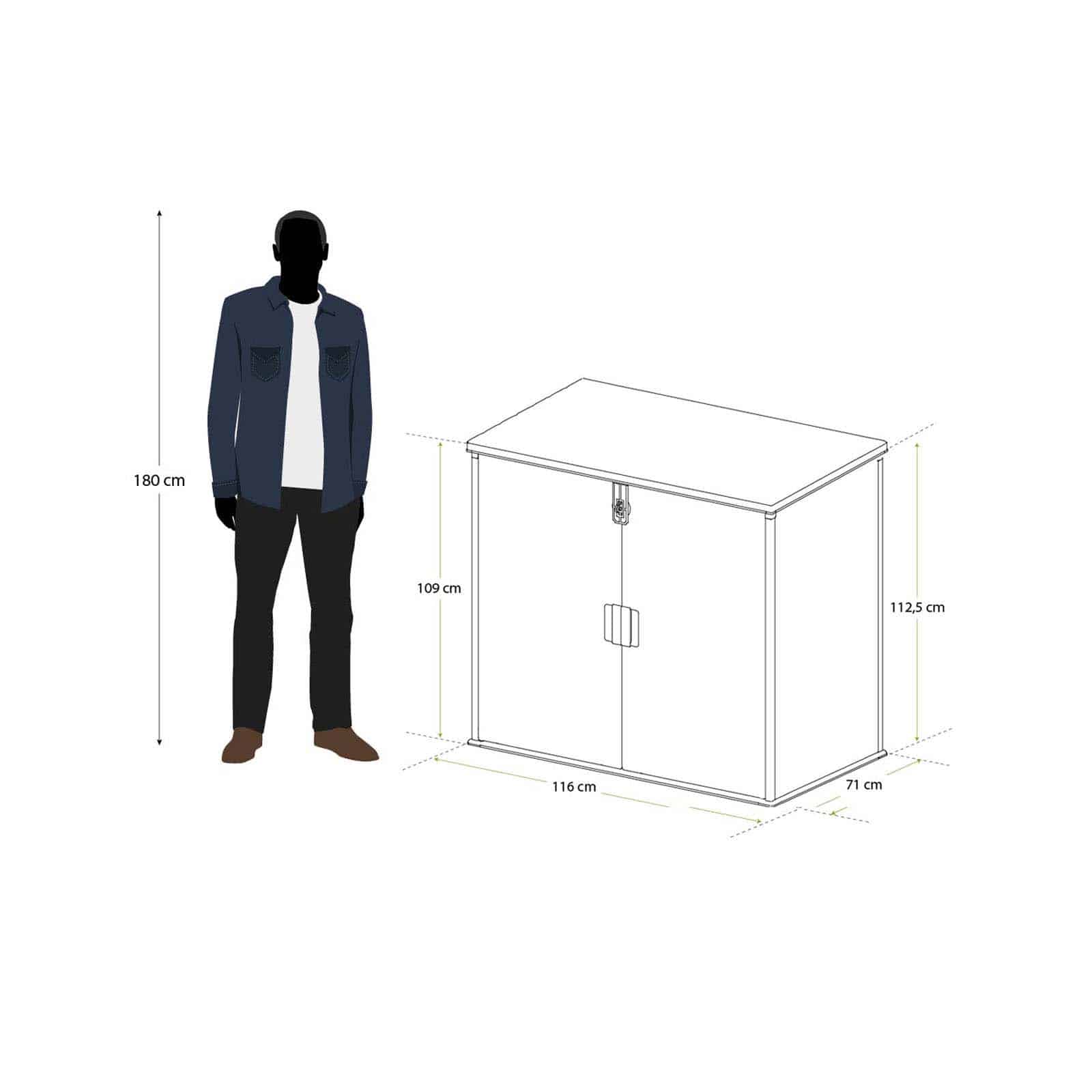 Baú em resina 116 X 71 X 112,5/109 cm (775L) Soften cinzento Arcón resina 116 X 71 X 112,5/109 cm (775L) Soften gris