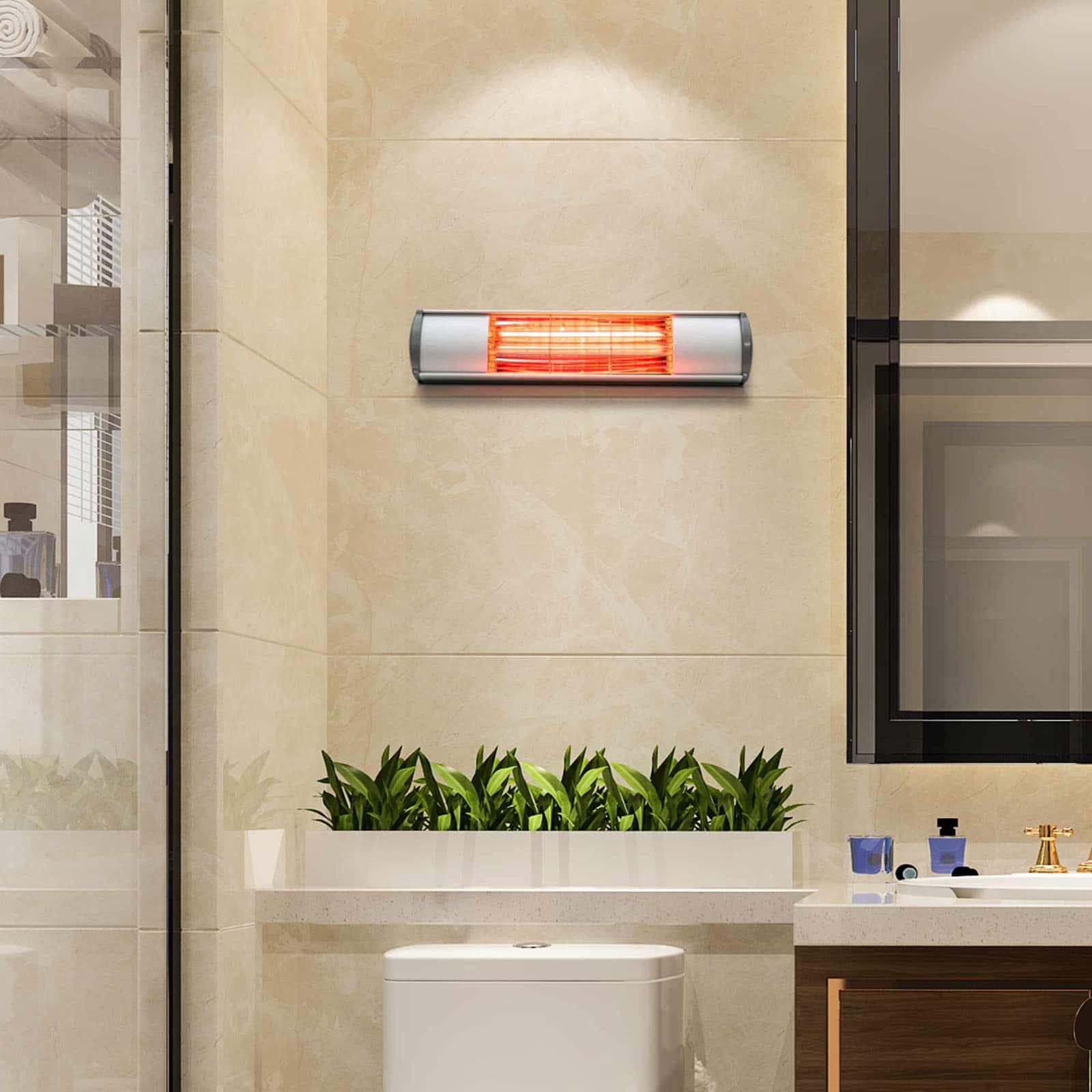 Aquecedor exterior de parede a infravermelhos 1500W (53,5x16x11,5 cm) KEKAI Golden Tube Estufa exterior de pared infrarrojos 1500W (53,5x16x11,5cm) KEKAI Golden Tube