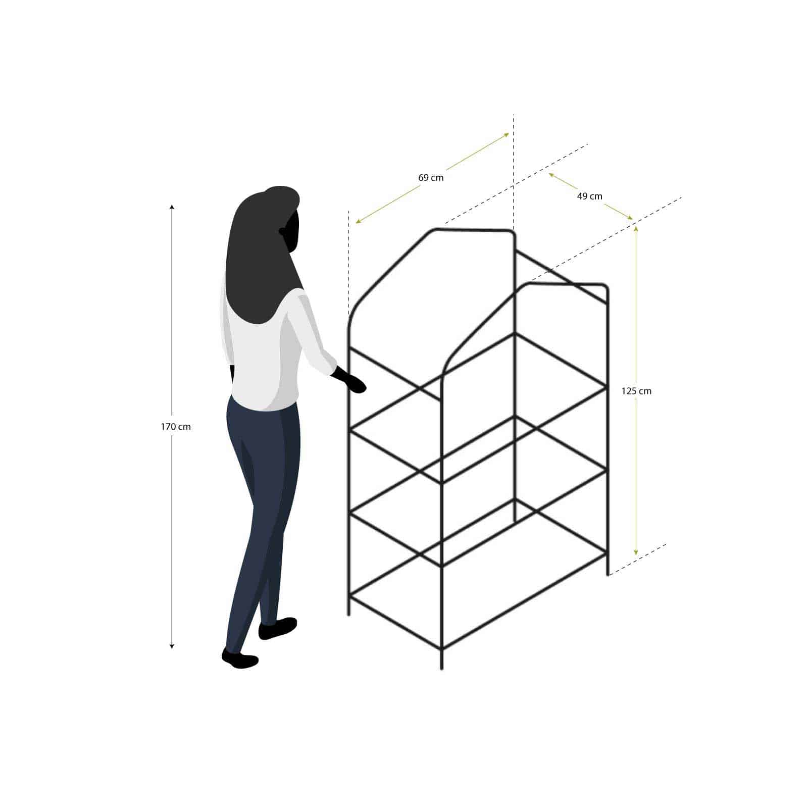 Estufa PVC e Aço 3 prateleiras 69x49x130 cm Leaf I Invernadero PVC/Acero 3 Estantes 69x49x130 cm Leaf I