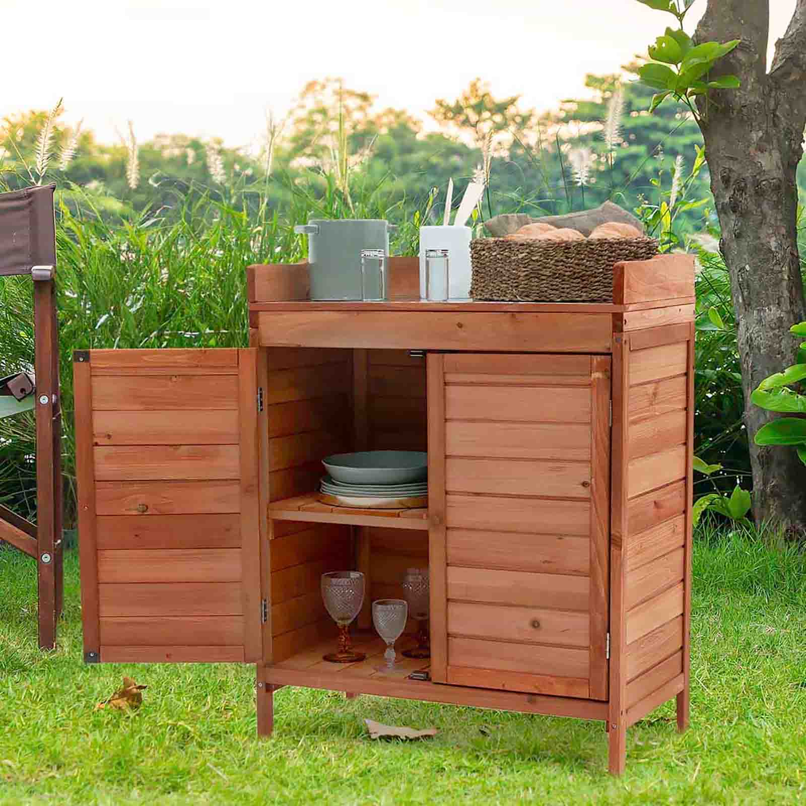 Armário de madeira para exterior com tampo de trabalho 75x40x94 cm Ally Armário de madeira para exterior com tampo de trabalho 75x40x94 cm Ally - Image 2