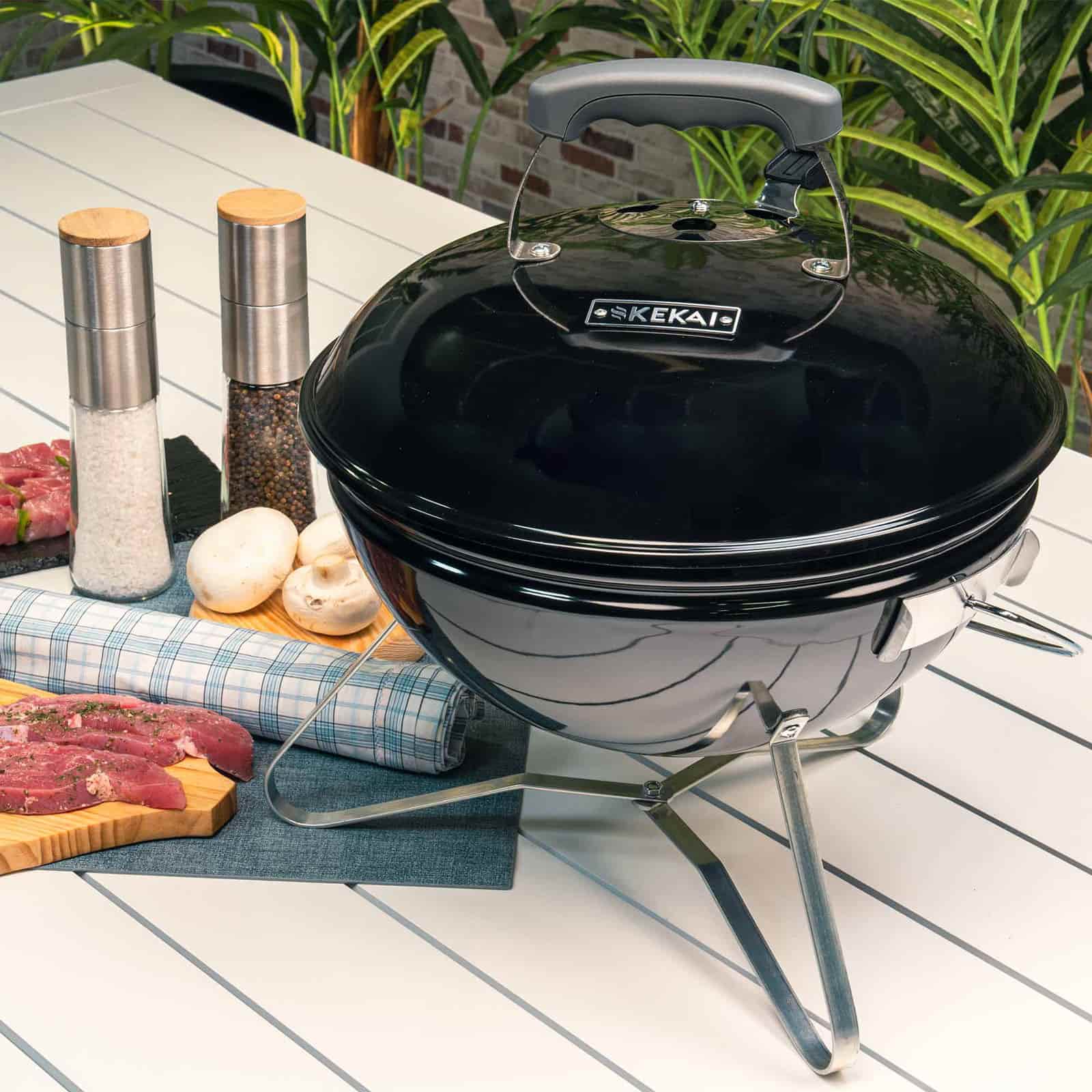 Churrasqueira de mesa portátil KEKAI Tahoe preta Barbacoa de mesa portátil KEKAI Tahoe negra