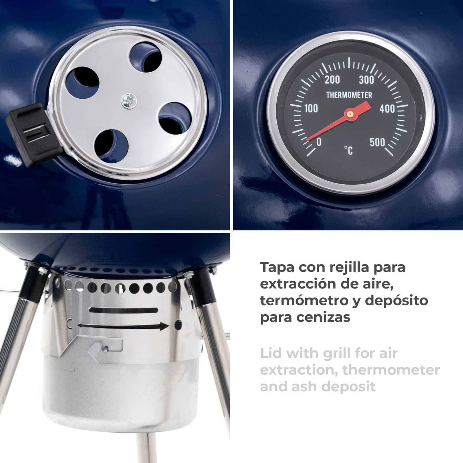 Churrasqueira portátil em azul Kekai Yellowstone Barbacoa portátil 58x47x100 cm KEKAI Yellowstone azul