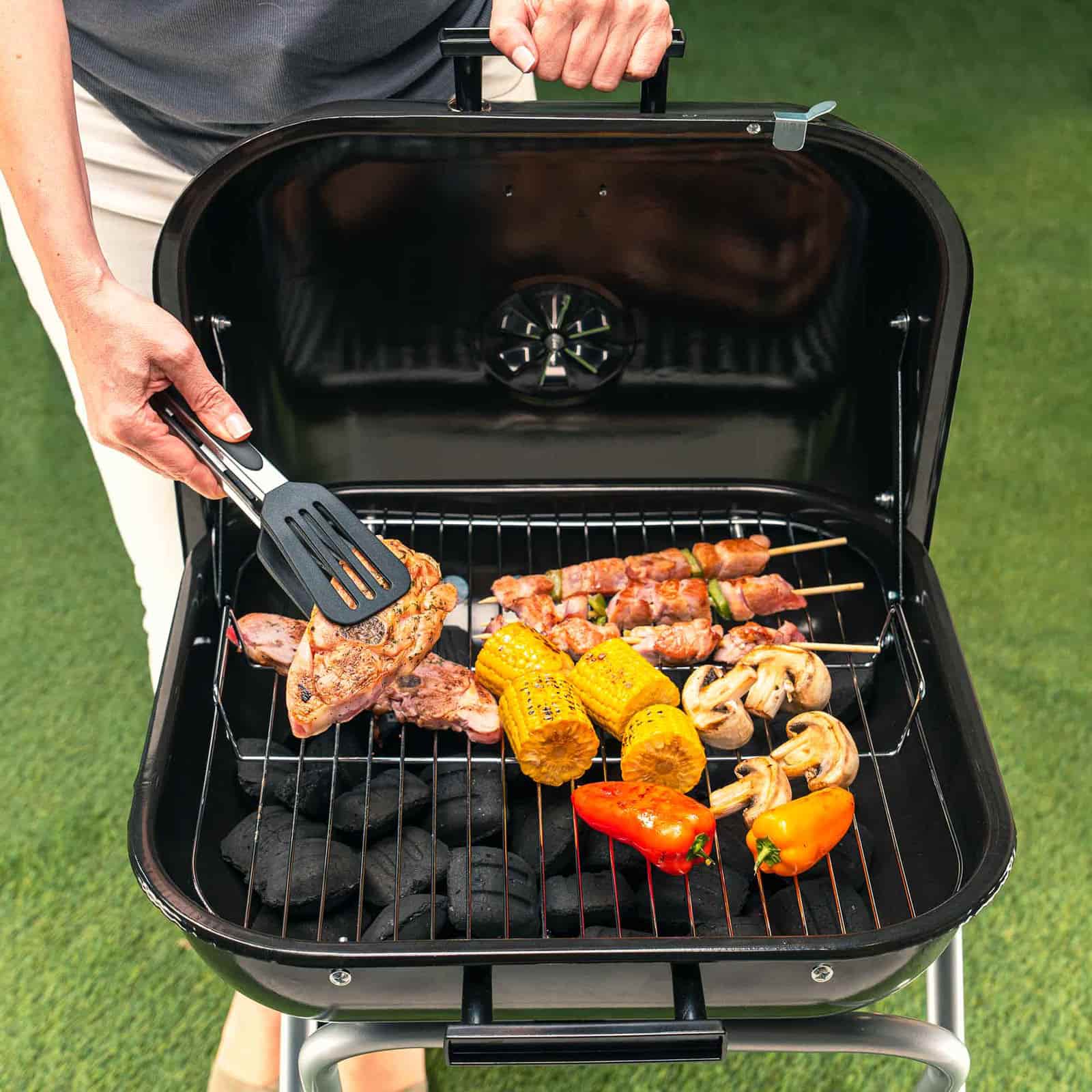 Churrasqueira dobrável 50x47x79 cm KEKAI Flathead preta Barbacoa plegable 50x47x79 cm KEKAI Flathead negra