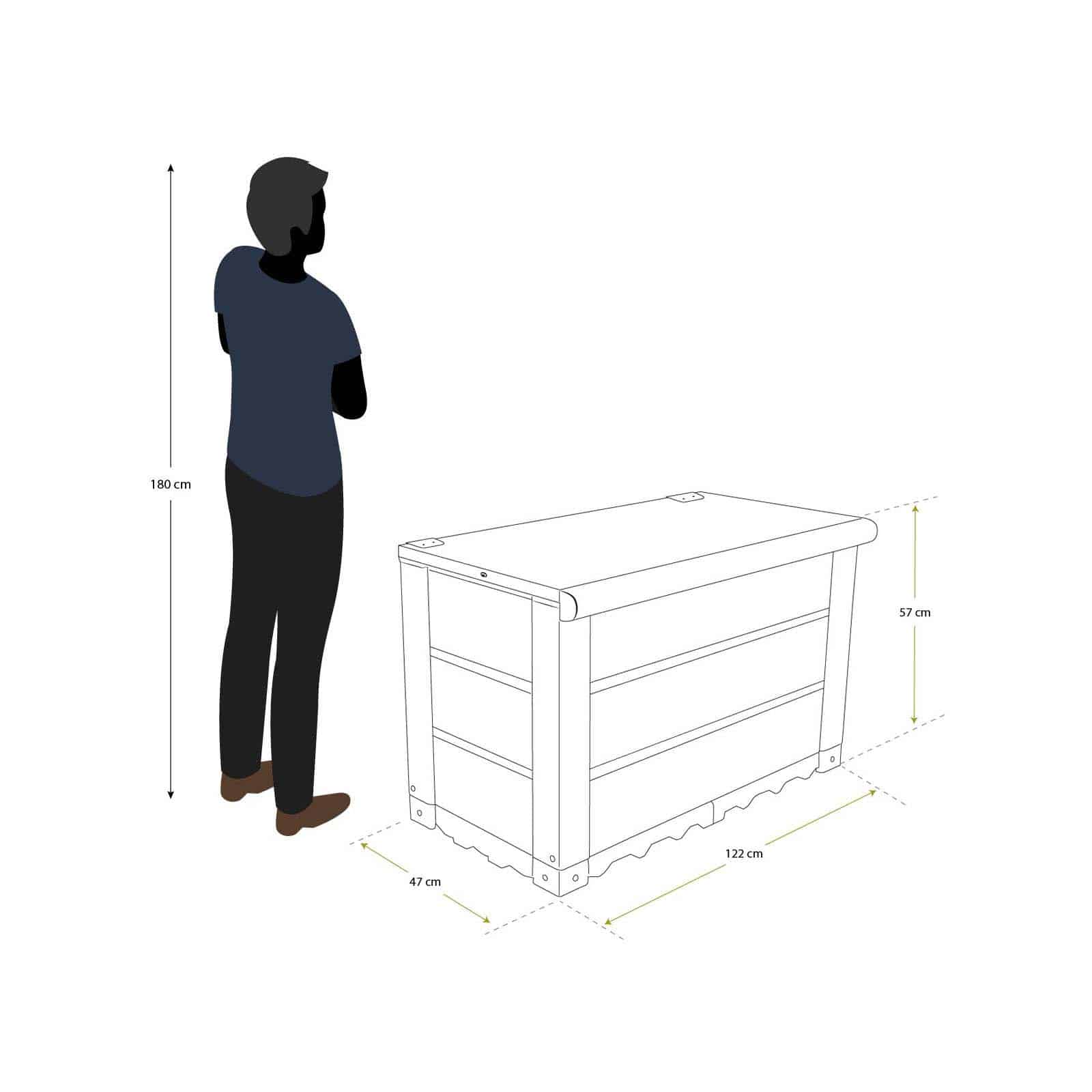 Baú em resina 122x47x57 cm (230L) Tuscany Evo marfim Arcón resina 122x47x57 cm (230L) Tuscany Evo marfil