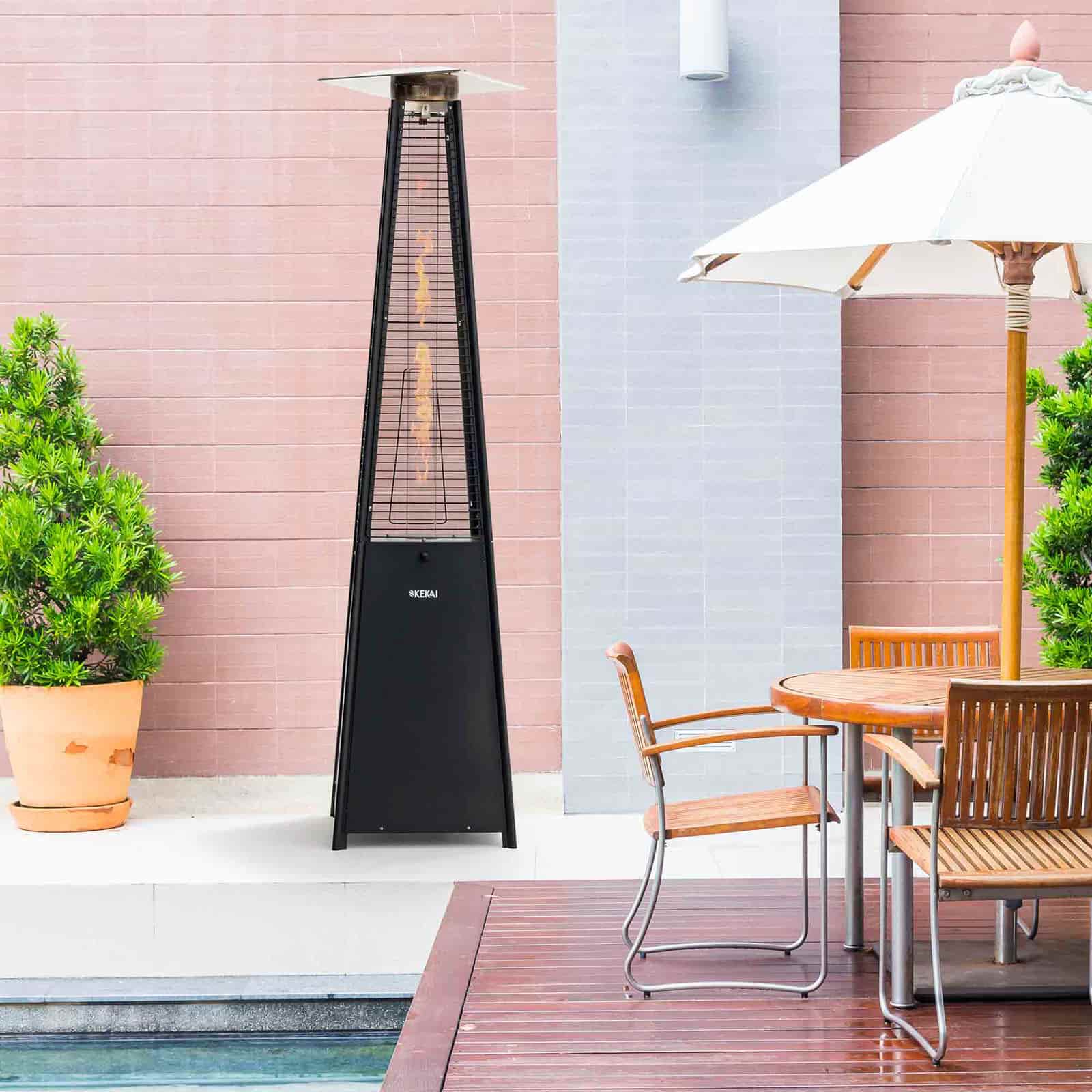 Aquecedor a gás exterior 13KW KEKAI Basil preto Estufa exterior gas 13KW KEKAI Basil negro