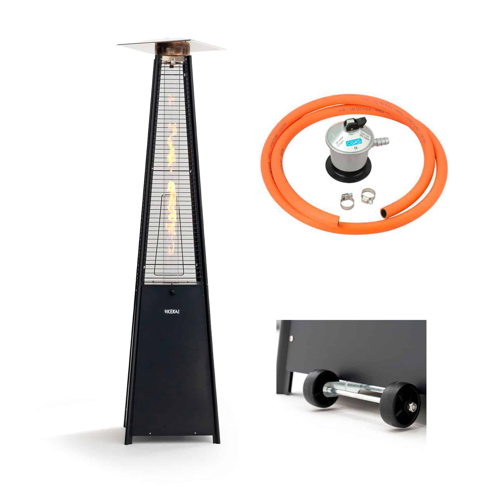 Aquecedor a gás exterior 13KW KEKAI Basil preto Estufa exterior gas 13KW KEKAI Basil negro