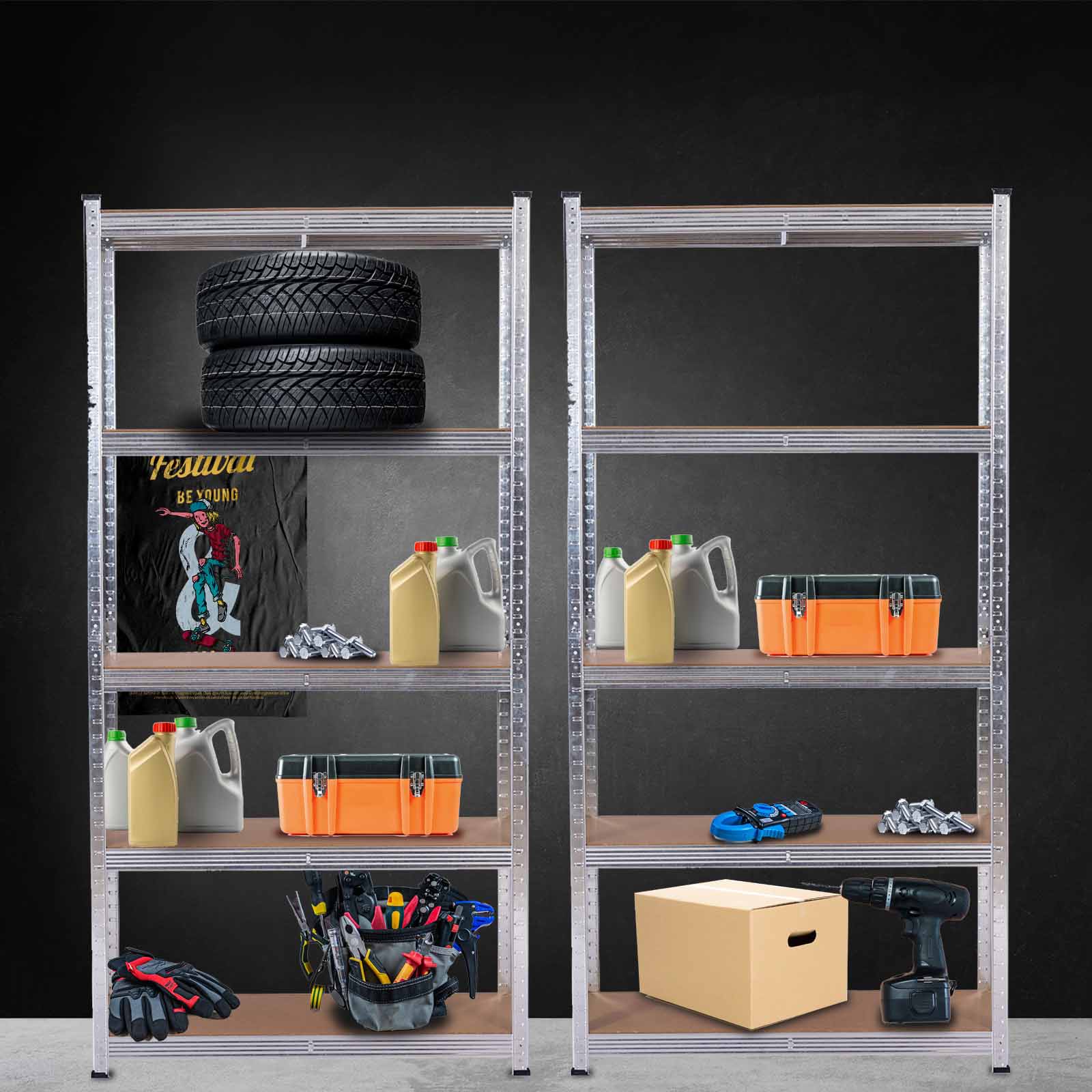 Estantes galvanizadas (2 unid.) 90x40x180 cm Catter House Max Pro (até 875 kg) Estanterías galvanizadas (2 uds.) 90x40x180 cm CatterHouse Max Pro (hasta 875 kg)