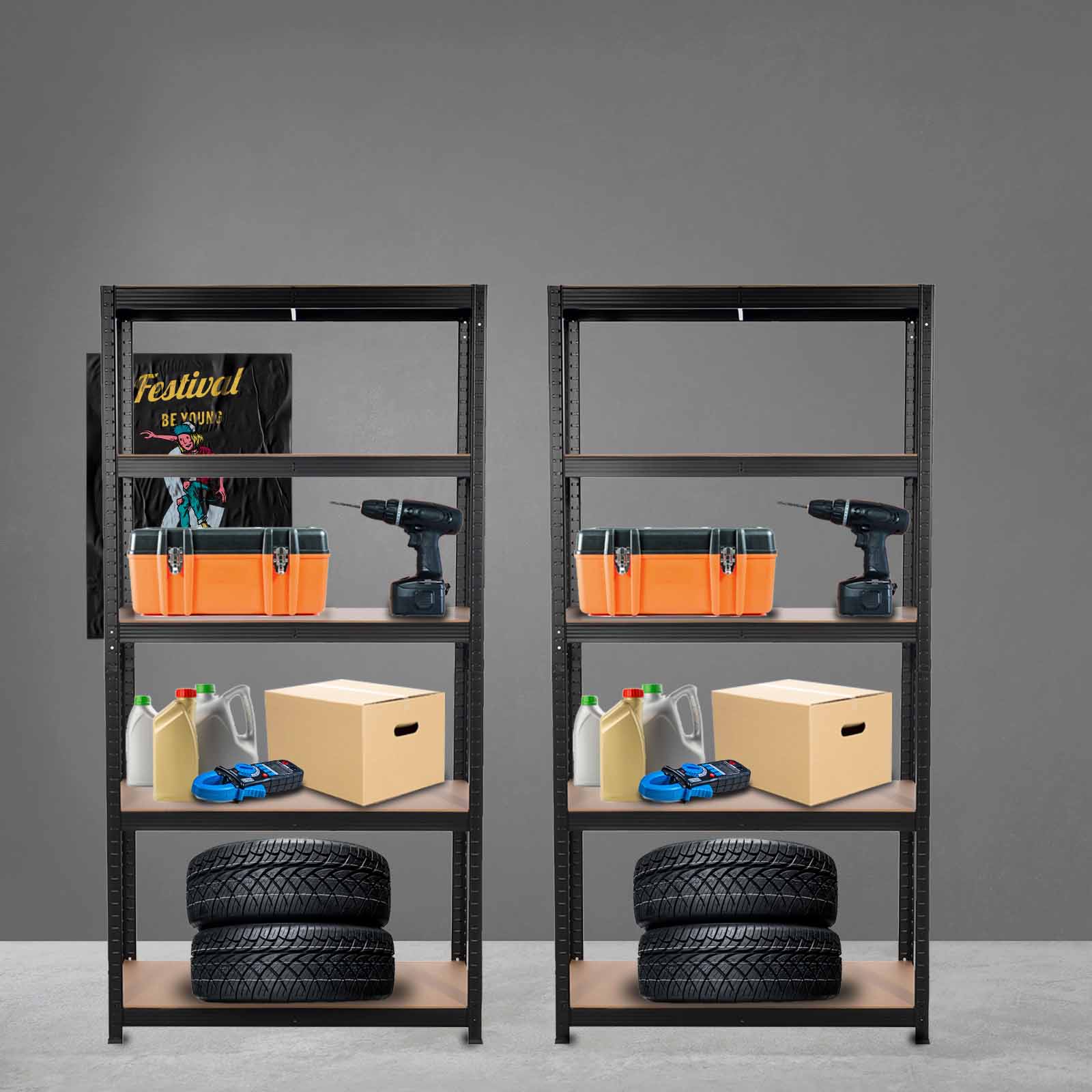 Estantes metálicas(2 unid.) Catter House Hans Plus 90x40x180 cm (até 875 kg) Estanterías metálicas (2 uds.) 90x40x180 cm CatterHouse Hans Plus (hasta 875 kg)