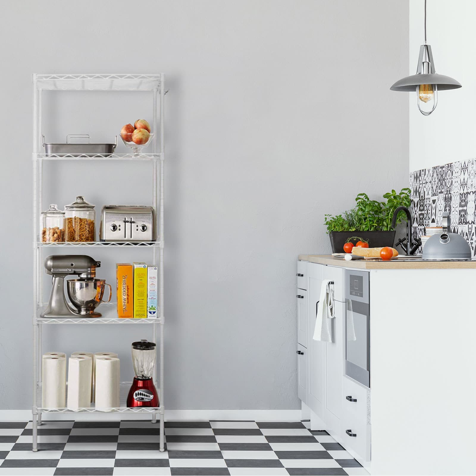 Estante com grelha branco Klaus 160 da Catter House Estantería rejilla 56x35x160 cm CatterHouse Klaus 160 blanca (hasta 175 kg)