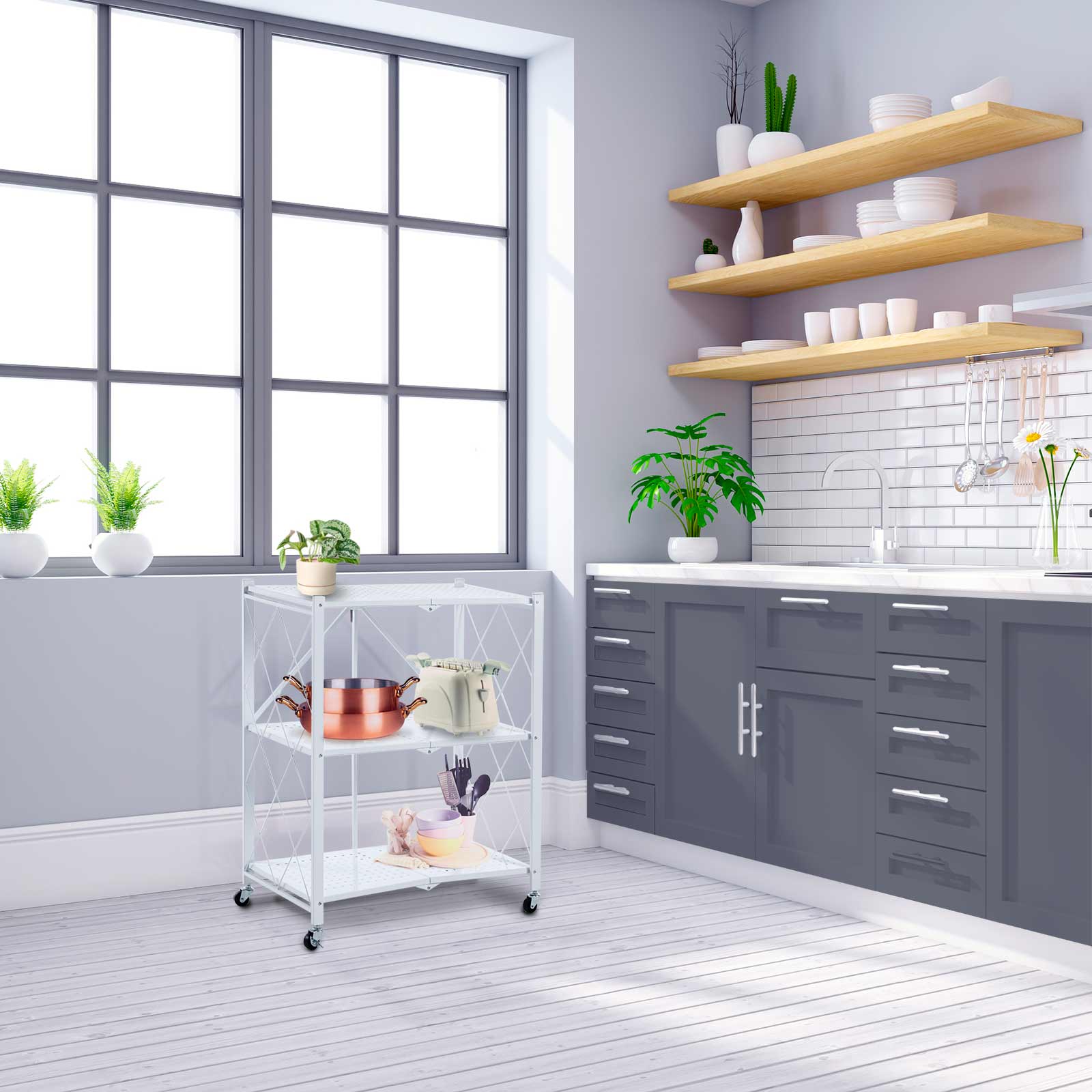 Estante dobrável 71,5x36x84 cm Catter House Kim 84 branca (até 120 kg) Estantería plegable 71,5x36x84 cm CatterHouse Kim 84 blanca (hasta 120 kg)