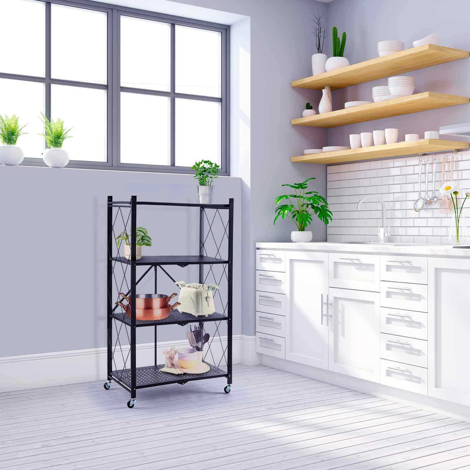 Estante dobrável 71,5x36x122,5 cm Catter House Kim 122 preta (até 160 kg)) Estantería plegable 71,5x36x122,5 cm CatterHouse Kim 122 negra (hasta 160 kg)