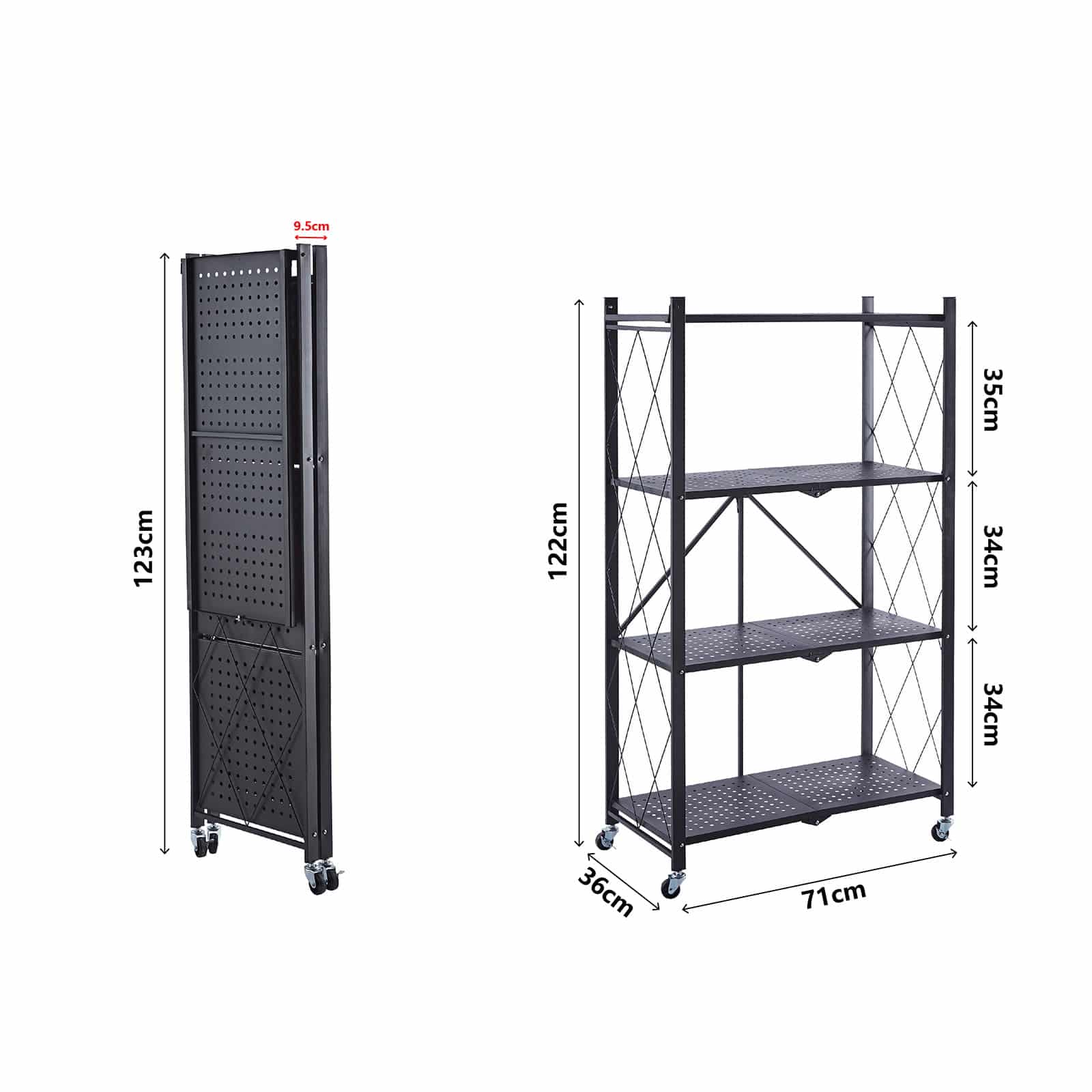 Estante dobrável 71,5x36x122,5 cm Catter House Kim 122 preta (até 160 kg)) Estantería plegable 71,5x36x122,5 cm CatterHouse Kim 122 negra (hasta 160 kg)