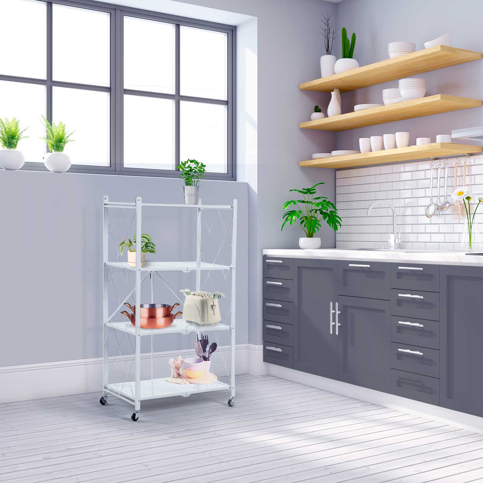 Estante dobrável 71,5x36x122,5 cm Catter House Kim 122 branca (até 160 kg) Estantería plegable 71,5x36x122,5 cm CatterHouse Kim 122 blanca (hasta 160 kg)