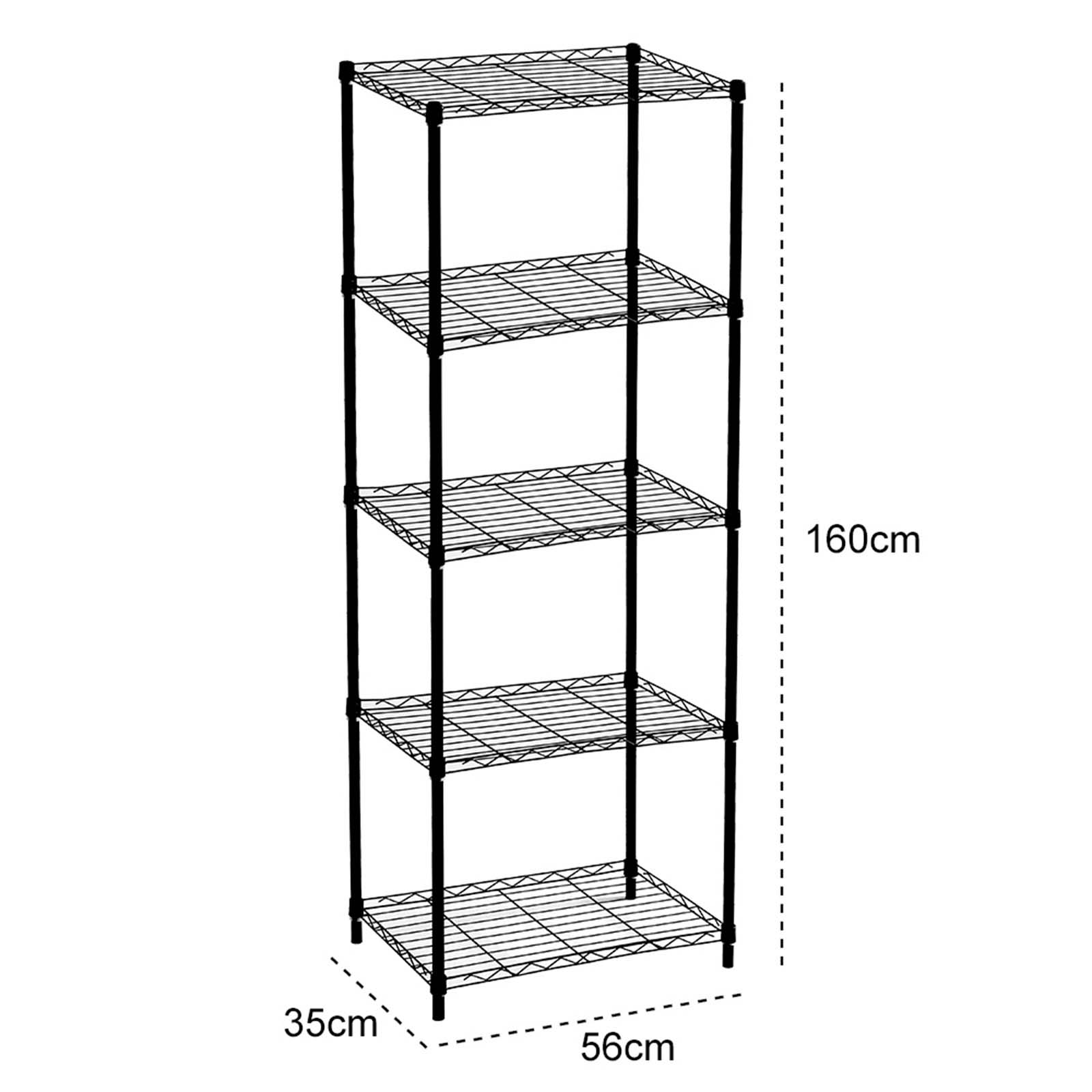 Estante com grelha 56x35x160 cm Catter House Klaus 160 preta (até 175 kg) Estantería rejilla 56x35x160 cm CatterHouse Klaus 160 negra (hasta 175 kg)