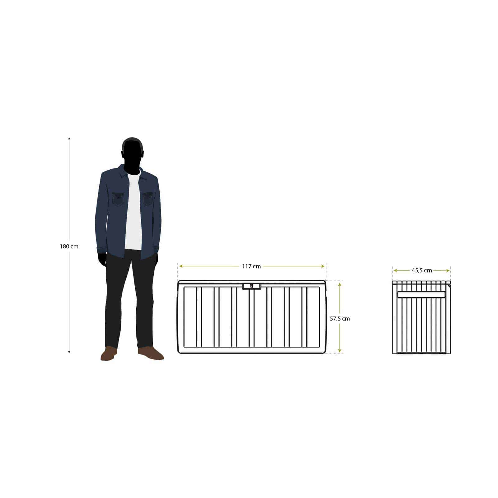 Baú em resina 117x45,5x57,50 cm (270L) Top bege Arcón resina 117x45,5x57,50 cm (270L)Top beige