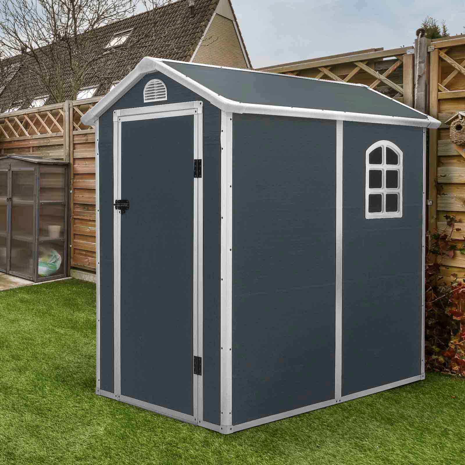 Abrigo de jardim em resina 134x192x204 cm (2,47m²) Marena cinzento Abrigo de jardim em resina 134x192x204 cm (2,47m²) Marena cinzento - Image 2