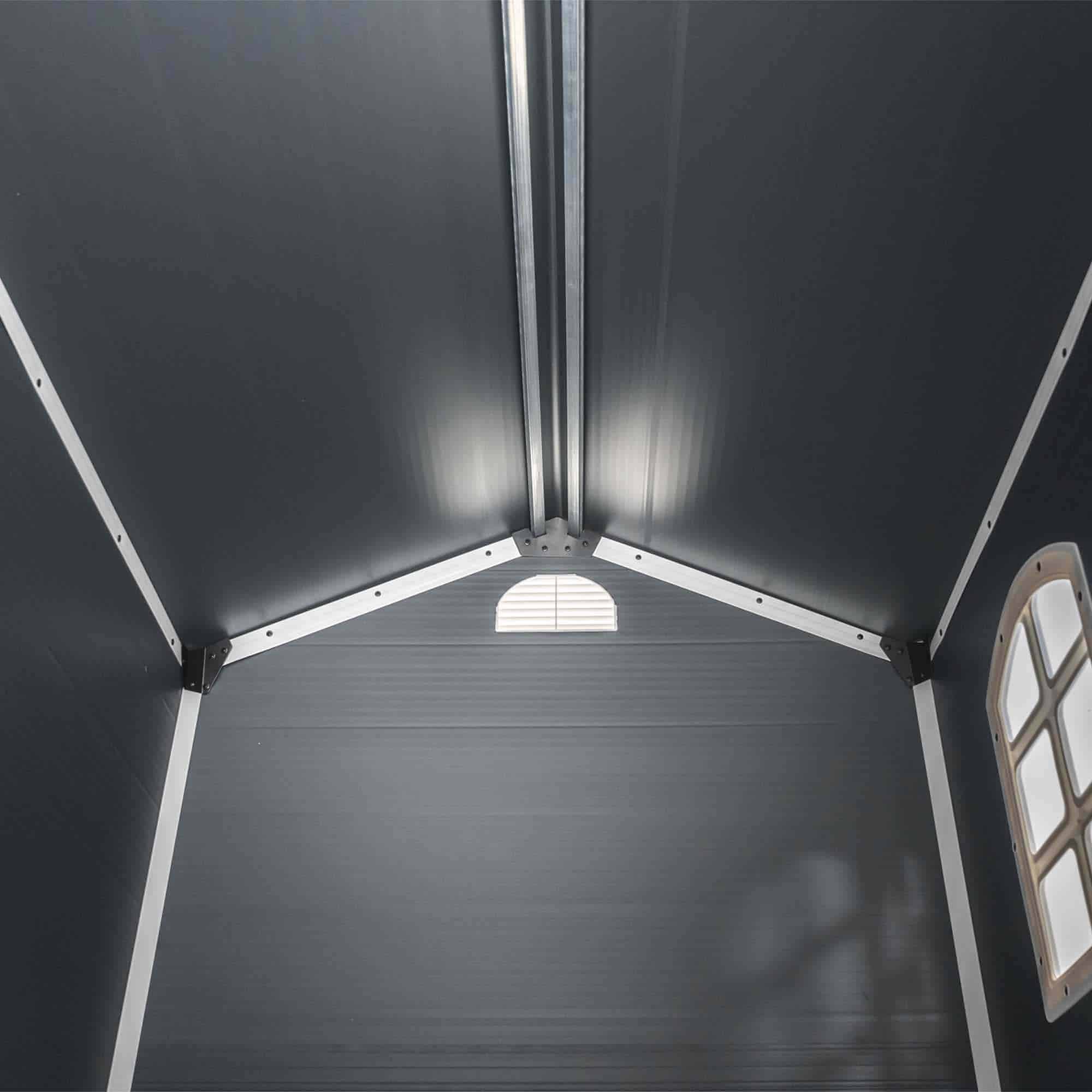 Abrigo de jardim em resina 134x192x204 cm (2,47m²) Marena cinzento Caseta jardín resina 134x192x204 cm (2,47m²) Marena gris