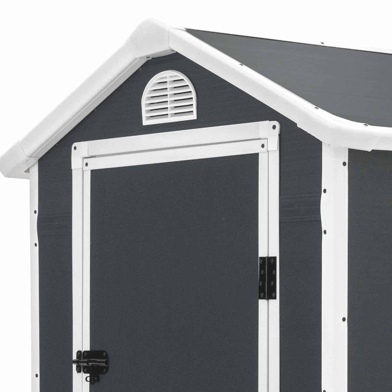 Abrigo de jardim em resina 134x192x204 cm (2,47m²) Marena cinzento Caseta jardín resina 134x192x204 cm (2,47m²) Marena gris