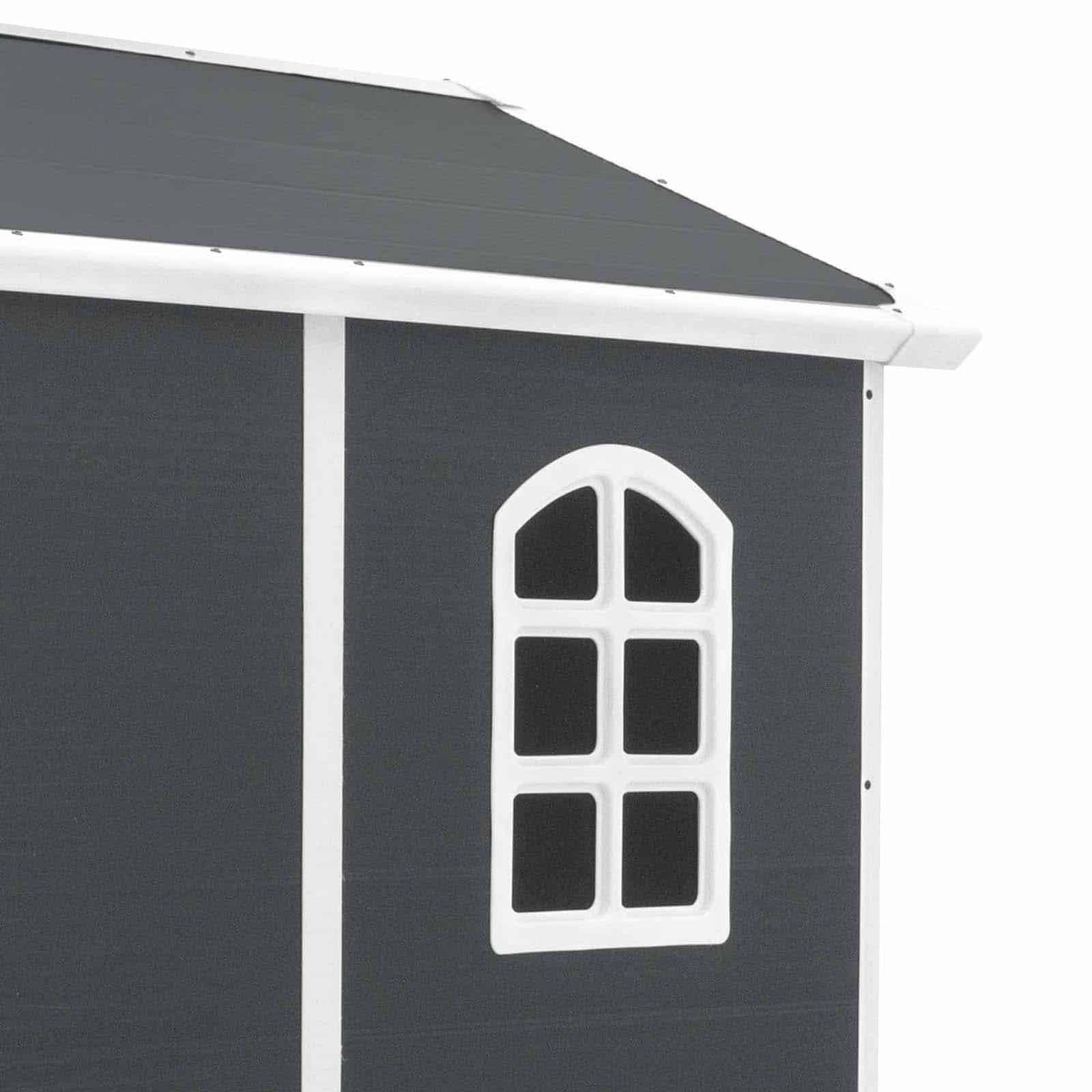 Abrigo de jardim em resina 134x192x204 cm (2,47m²) Marena cinzento Caseta jardín resina 134x192x204 cm (2,47m²) Marena gris