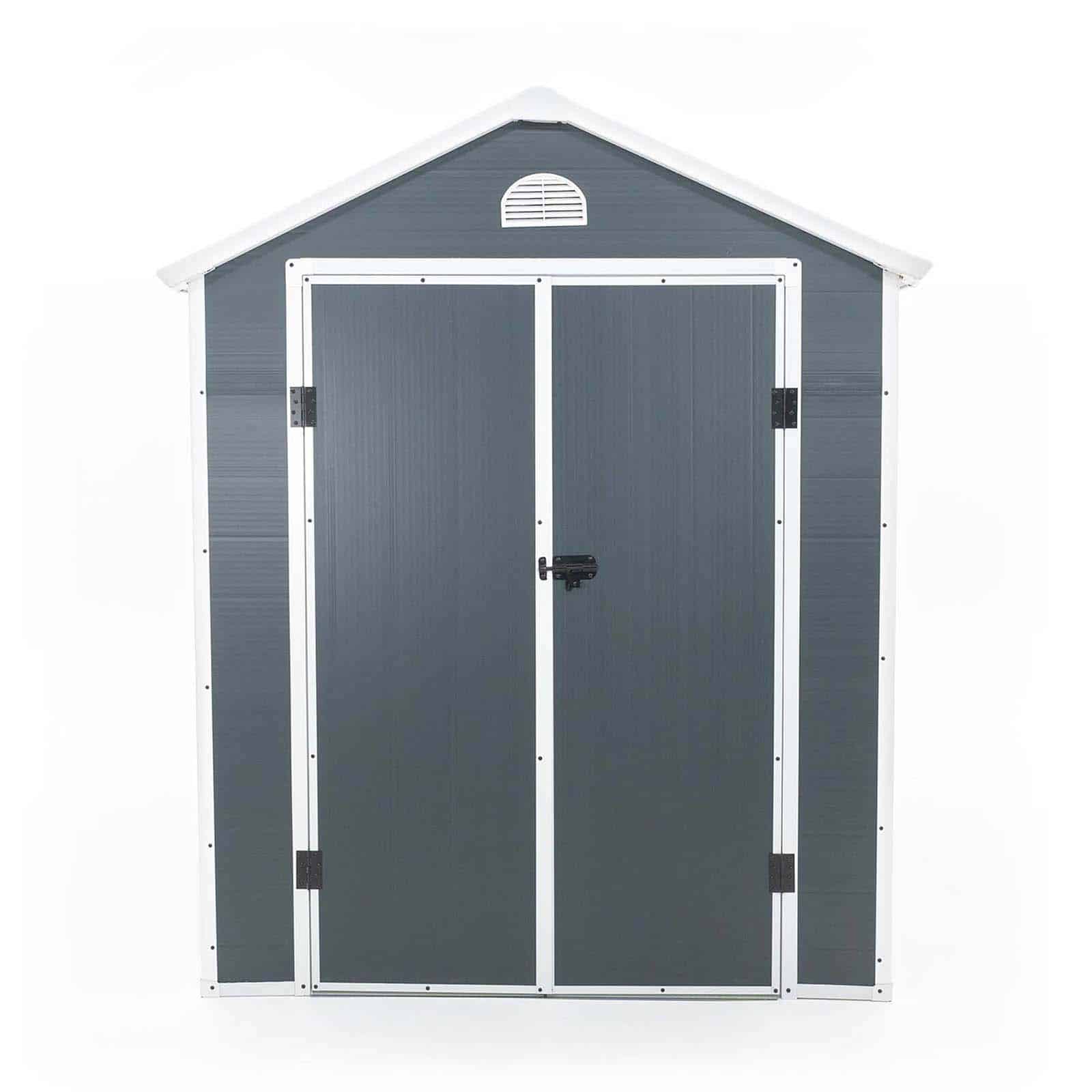 Abrigo de jardim em resina 280x190x226 cm (5.32 m²) New Fiorella cinzento Caseta jardín resina 280x190x226 cm (5,32 m²) New Fiorella gris