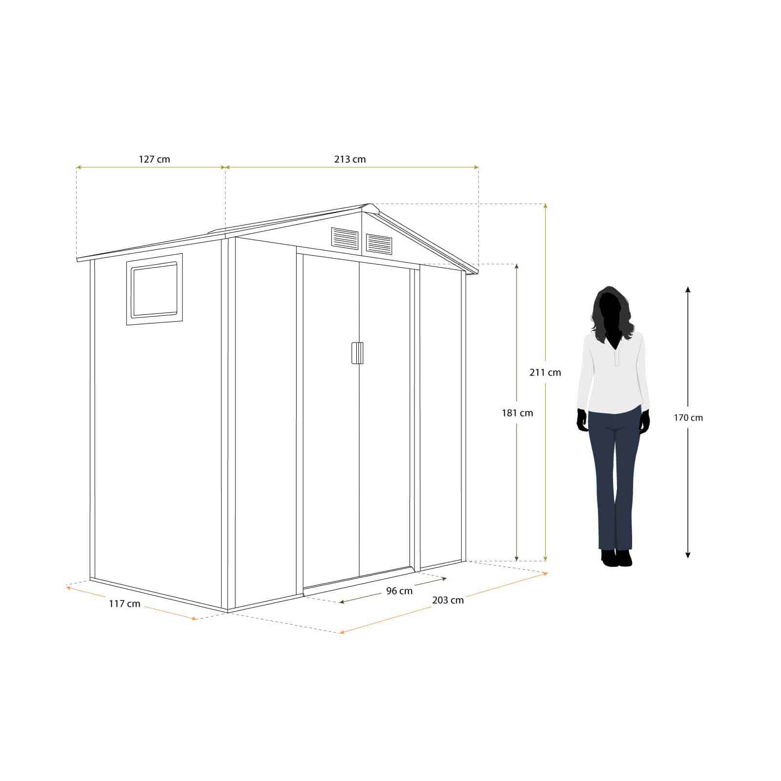 Abrigo de jardim metálico Surrey 2,71 m² imitação madeira Caseta jardín metálica 213x127x211 cm (2,71 m2) Surrey imitación madera