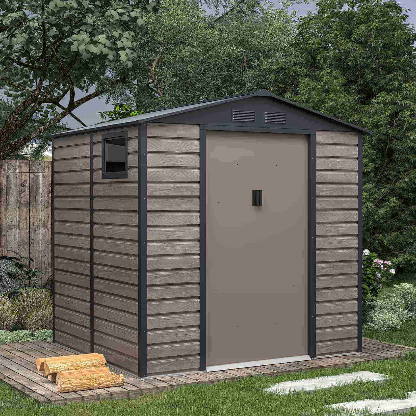 Abrigo de jardim em metal 213x191x211 cm (4,07 m2) Surrey imitação de madeira Abrigo de jardim em metal 213x191x211 cm (4,07 m2) Surrey imitação de madeira - Image 2