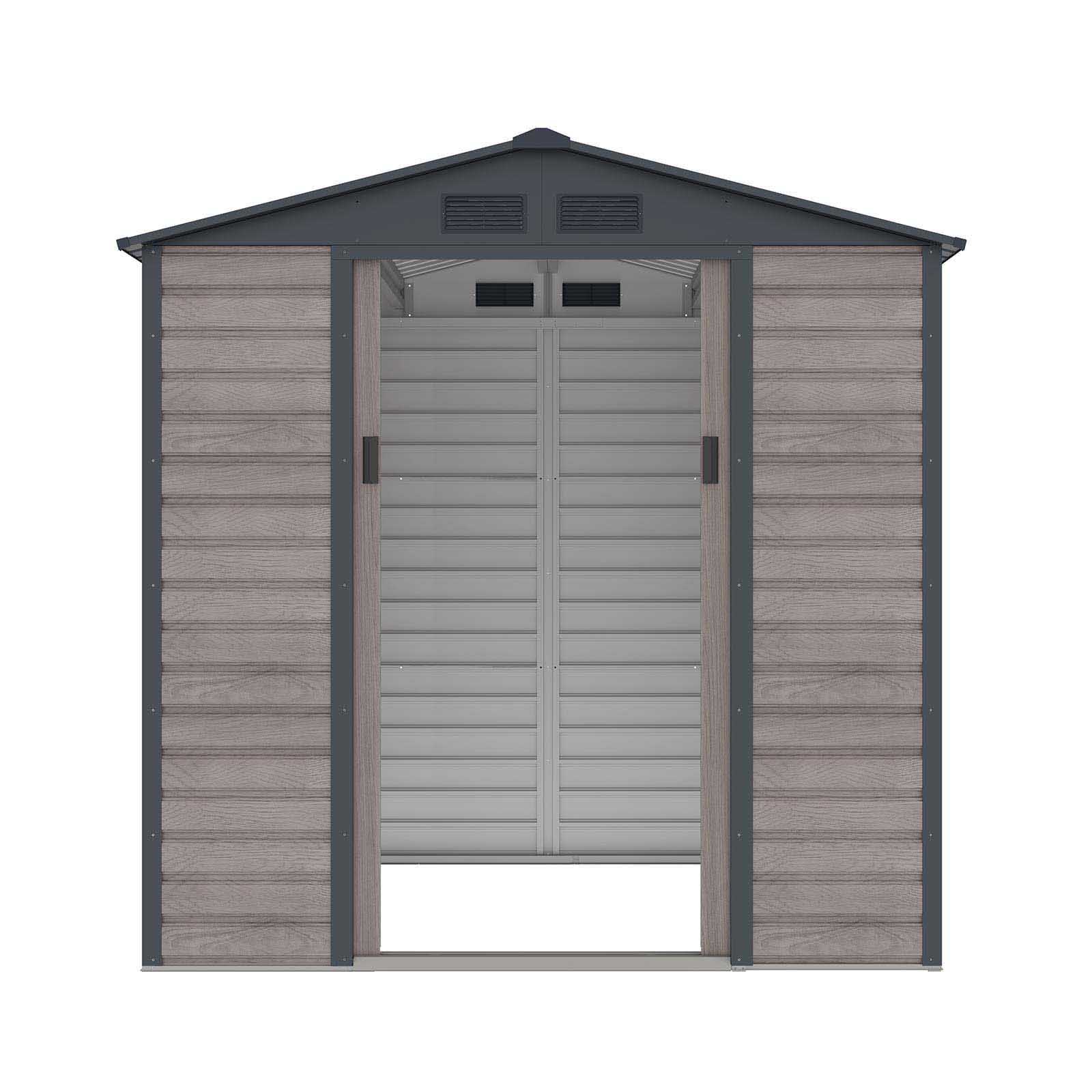 Abrigo de jardim em metal 213x191x211 cm (4,07 m2) Surrey imitação de madeira Caseta jardín metálica 213x191x211 cm (4,07 m2) Surrey imitación madera