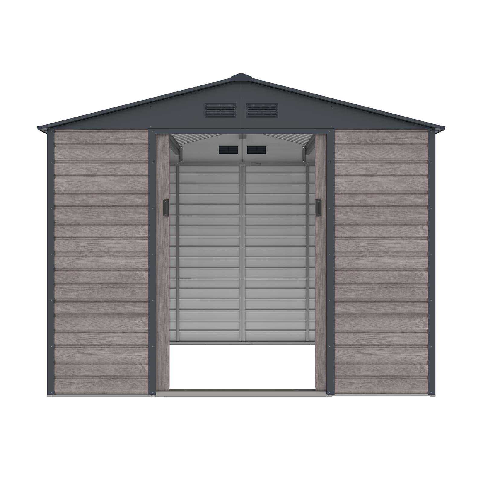 Abrigo de jardim em metal Surrey de 7,06 m² imitação madeira Caseta jardín metálica 277x255x219 cm (7,06 m2) Surrey imitación madera