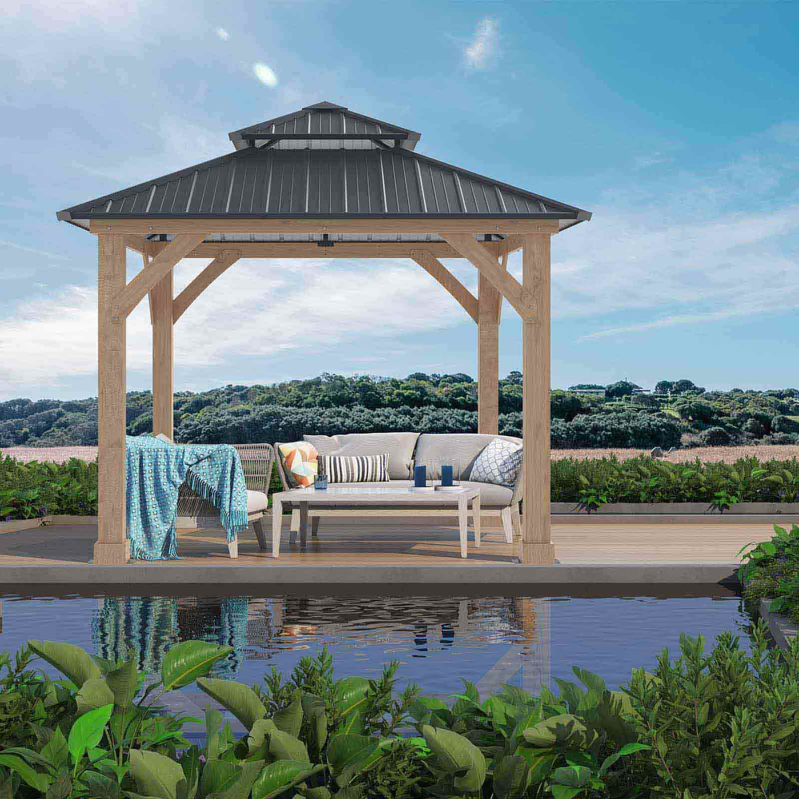 Gazebo de madeira 287x287x300 cm (8,76 m2) Denver Gazebo de madeira 287x287x300 cm (8,76 m2) Denver - Image 2