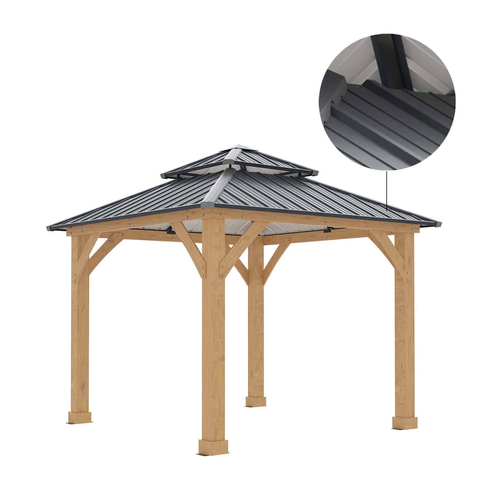Gazebo de madeira 287x287x300 cm (8,76 m2) Denver Cenador de madera 287x287x300 cm (8,76 m2) Denver