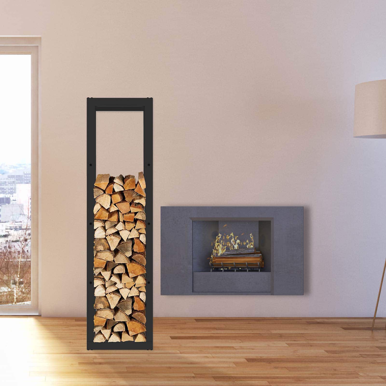 Lenheiro para exterior 40x25x150 cm KEKAI Rack II Leñero exterior 40x25x150 cm KEKAI Rack II