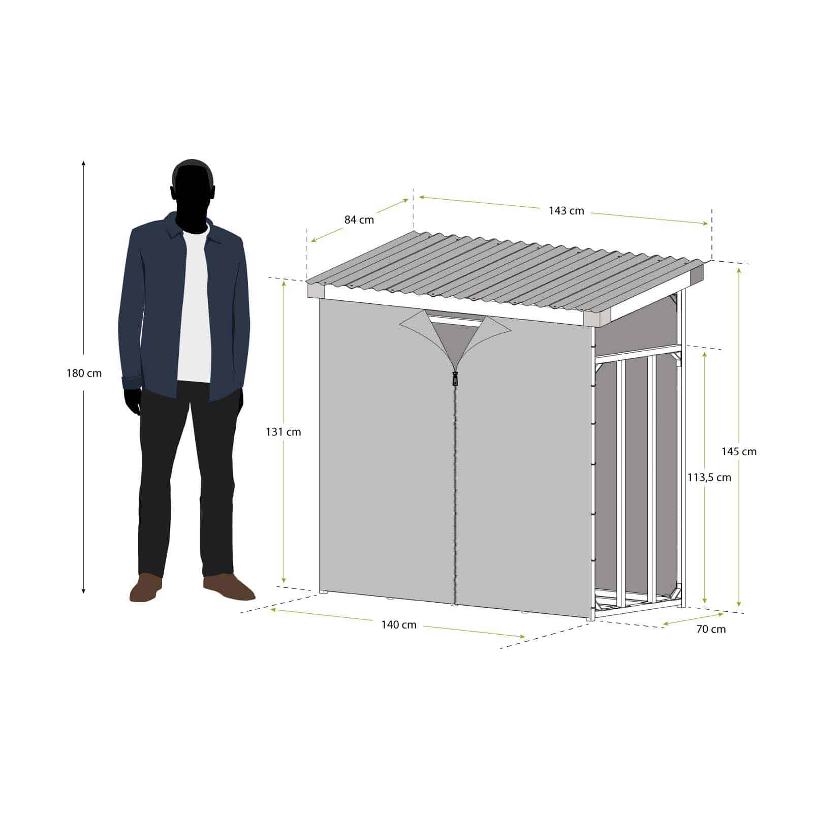 Lenheiro para exterior 143x70x145 cm Wood Shed I Leñero exterior 143x70x145 cm Wood Shed I