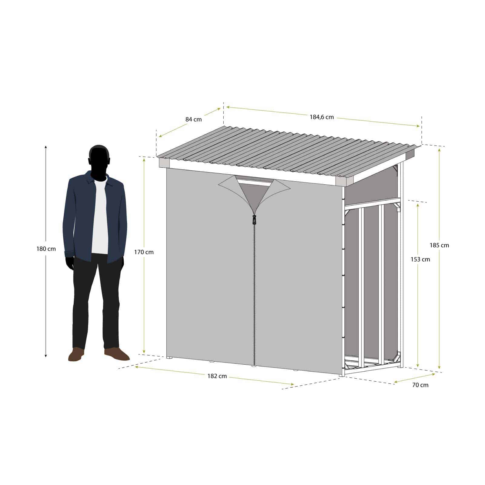 Lenheiro para exterior 185x70x185cm cm Wood Shed III Leñero exterior 185x70x185cm Wood Shed III