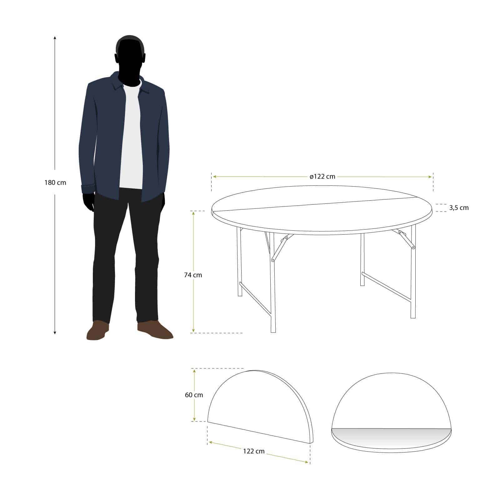 Mesa de piquenique dobrável em resina 122 D x74 cm New Koln Mesa picnic plegable en resina 122 D x74 cm New Koln