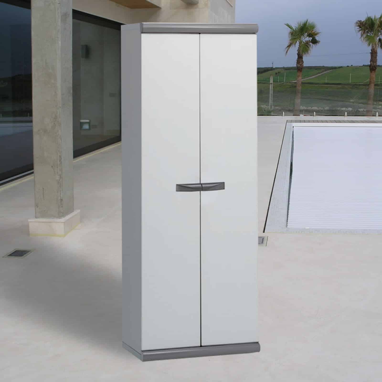 Armário alto de jardim em resina Coimbra 2 Gardiun 62,5x39x169 Cm Cinzento 2 Portas 3 prateleiras Armário alto de jardim em resina Coimbra 2 Gardiun 62,5x39x169 Cm Cinzento 2 Portas 3 prateleiras - Image 2