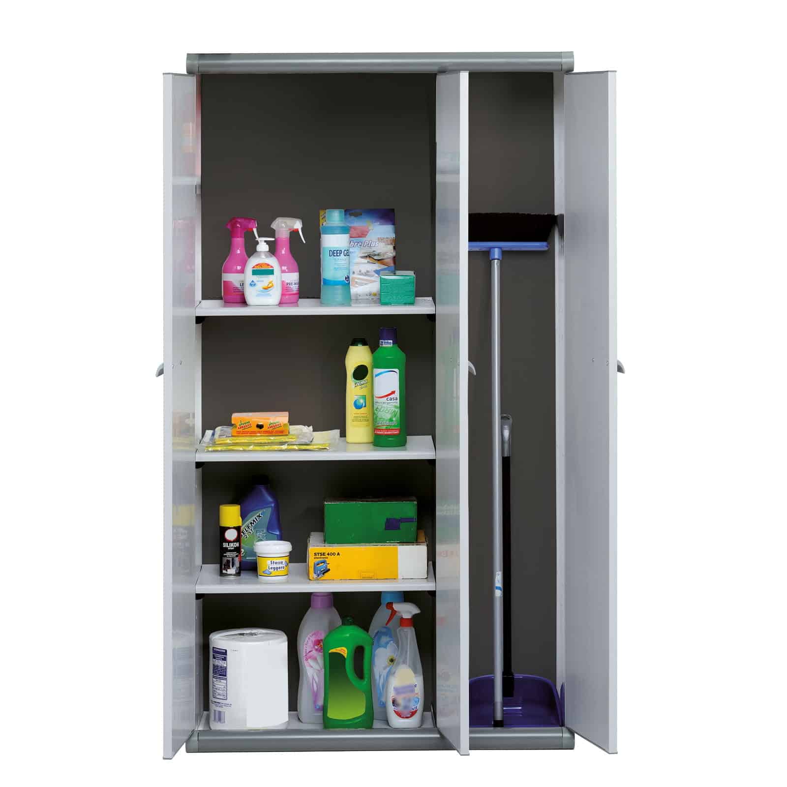 Armário exterior em resina 167x94x39 cm Tavira 3 portas cinzento Armário exterior em resina 167x94x39 cm Tavira 3 portas cinzento - Image 3