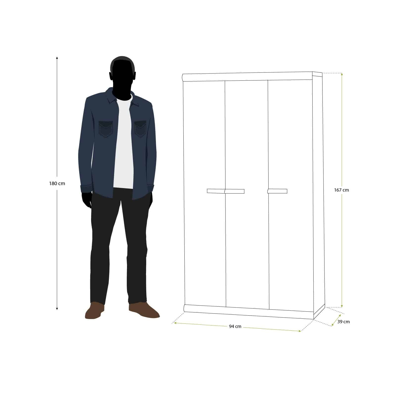 Armário exterior em resina 167x94x39 cm Tavira 3 portas cinzento Armário exterior em resina 167x94x39 cm Tavira 3 portas cinzento - Image 4