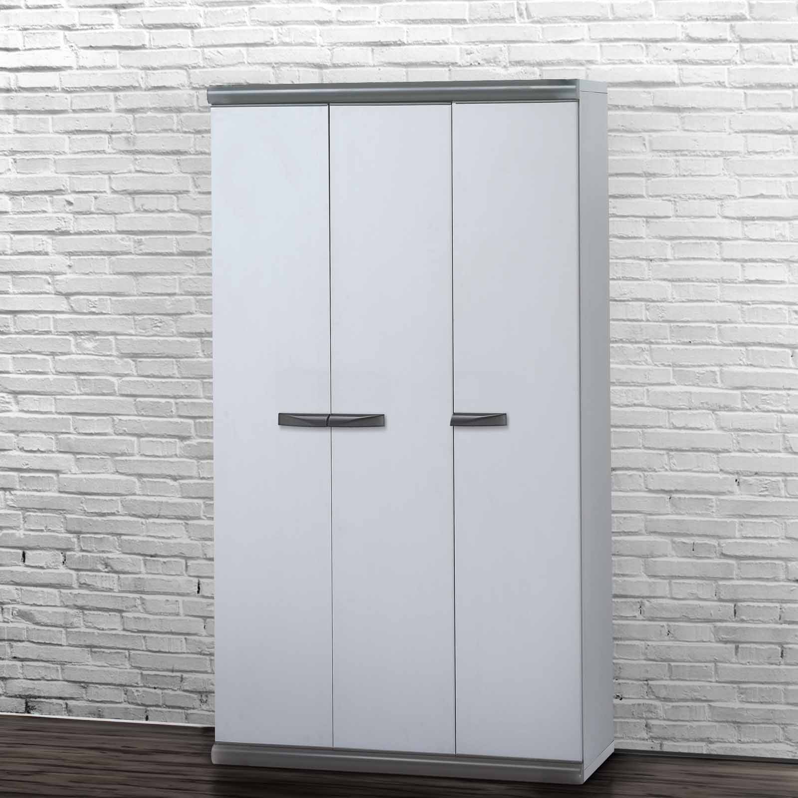 Armário exterior em resina 167x94x39 cm Tavira 3 portas cinzento Armário exterior em resina 167x94x39 cm Tavira 3 portas cinzento - Image 5