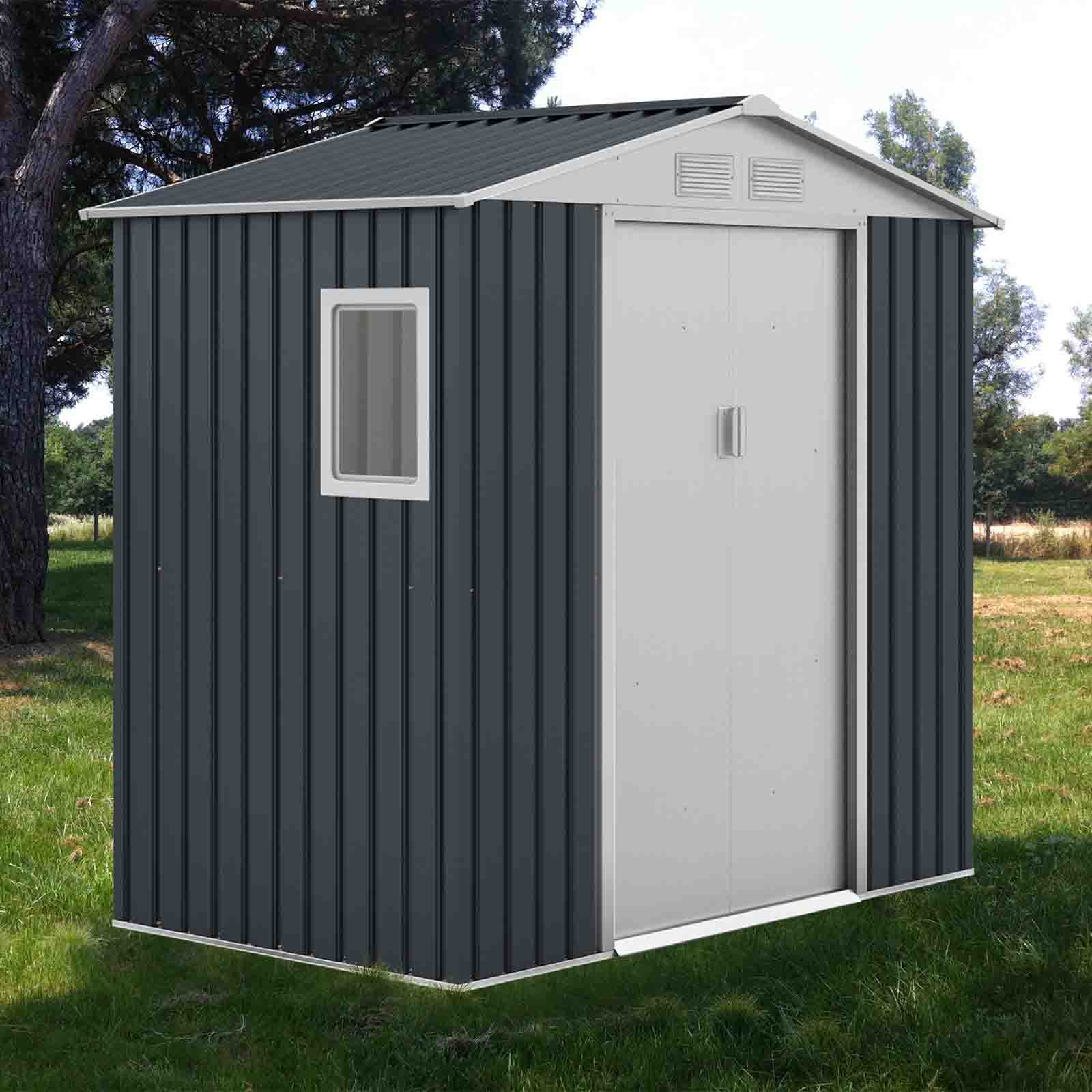 Abrigo metálico para jardim 213 x 127 x 205 cm (2,71 m²) Darwen cinzento antracite e branco Abrigo metálico para jardim 213 x 127 x 205 cm (2,71 m²) Darwen cinzento antracite e branco - Image 2