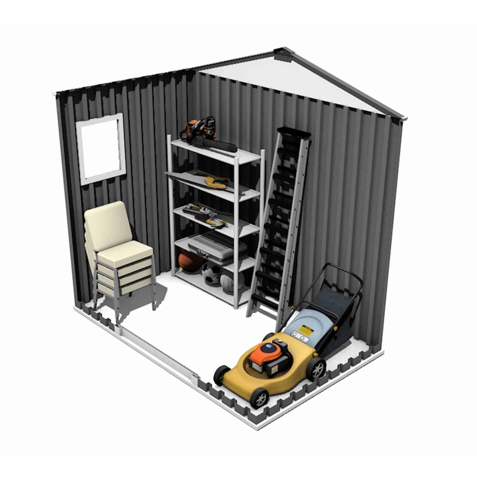 Abrigo metálico para jardim 213 x 127 x 205 cm (2,71 m²) Darwen cinzento antracite e branco Abrigo metálico para jardim 213 x 127 x 205 cm (2,71 m²) Darwen cinzento antracite e branco - Image 3