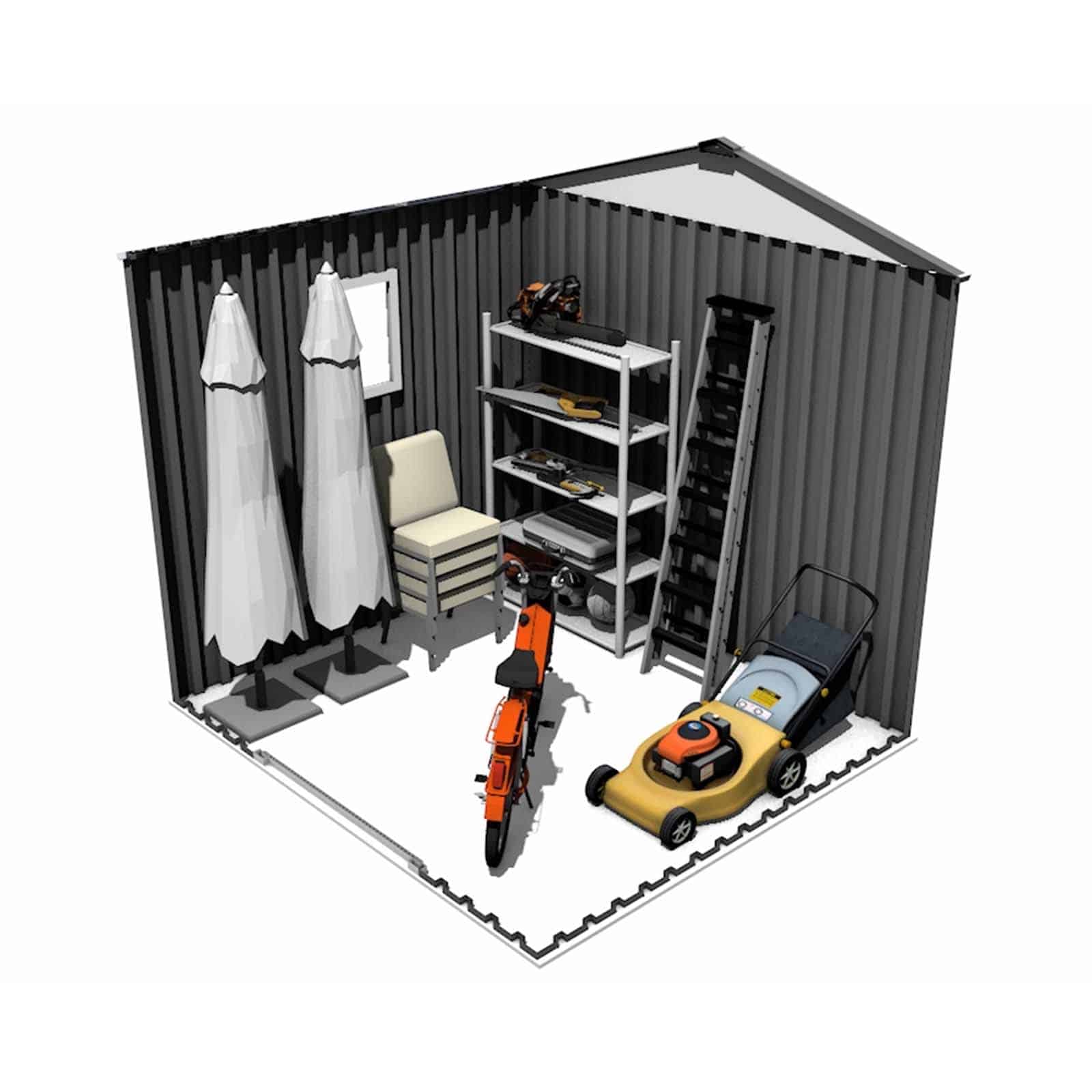 Abrigo metálico para jardim 213 x 191 x 205 cm (4,07 m²) Darlington cinzento antracite e branco Abrigo metálico para jardim 213 x 191 x 205 cm (4,07 m²) Darlington cinzento antracite e branco - Image 3