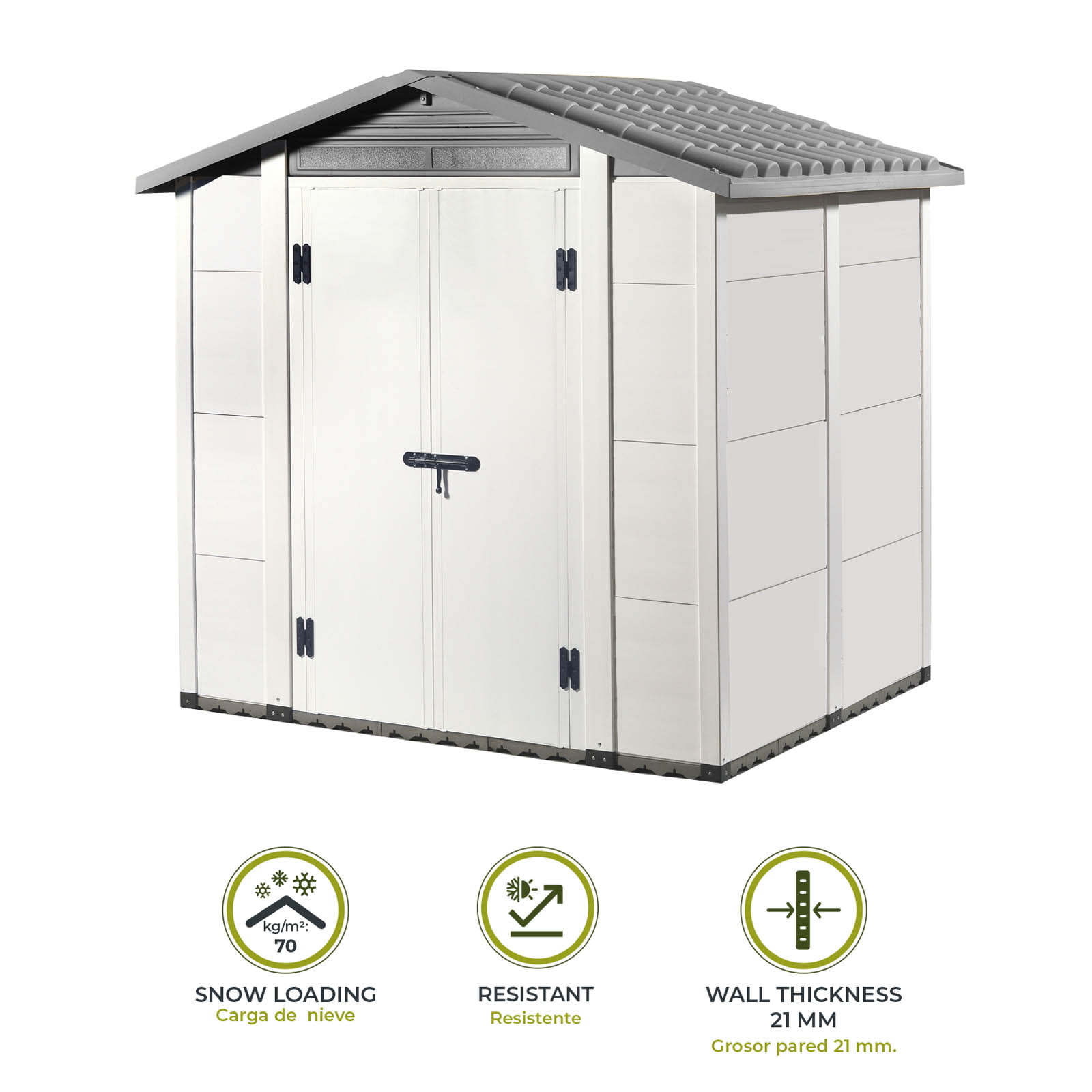 Abrigo de jardim em resina 220x181x177/216 cm (3,98 m²) Urban 200 Abrigo de jardim em resina 220x181x177/216 cm (3,98 m²) Urban 200 - Image 6