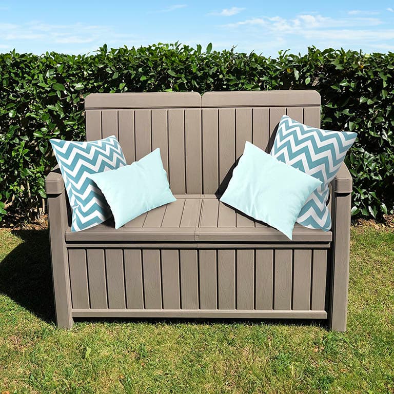 Banco baú de resina 124x66x90 cm (230L) Vita cinza claro. Banco baú de resina 124x66x90 cm (230L) Vita cinza claro. - Image 2