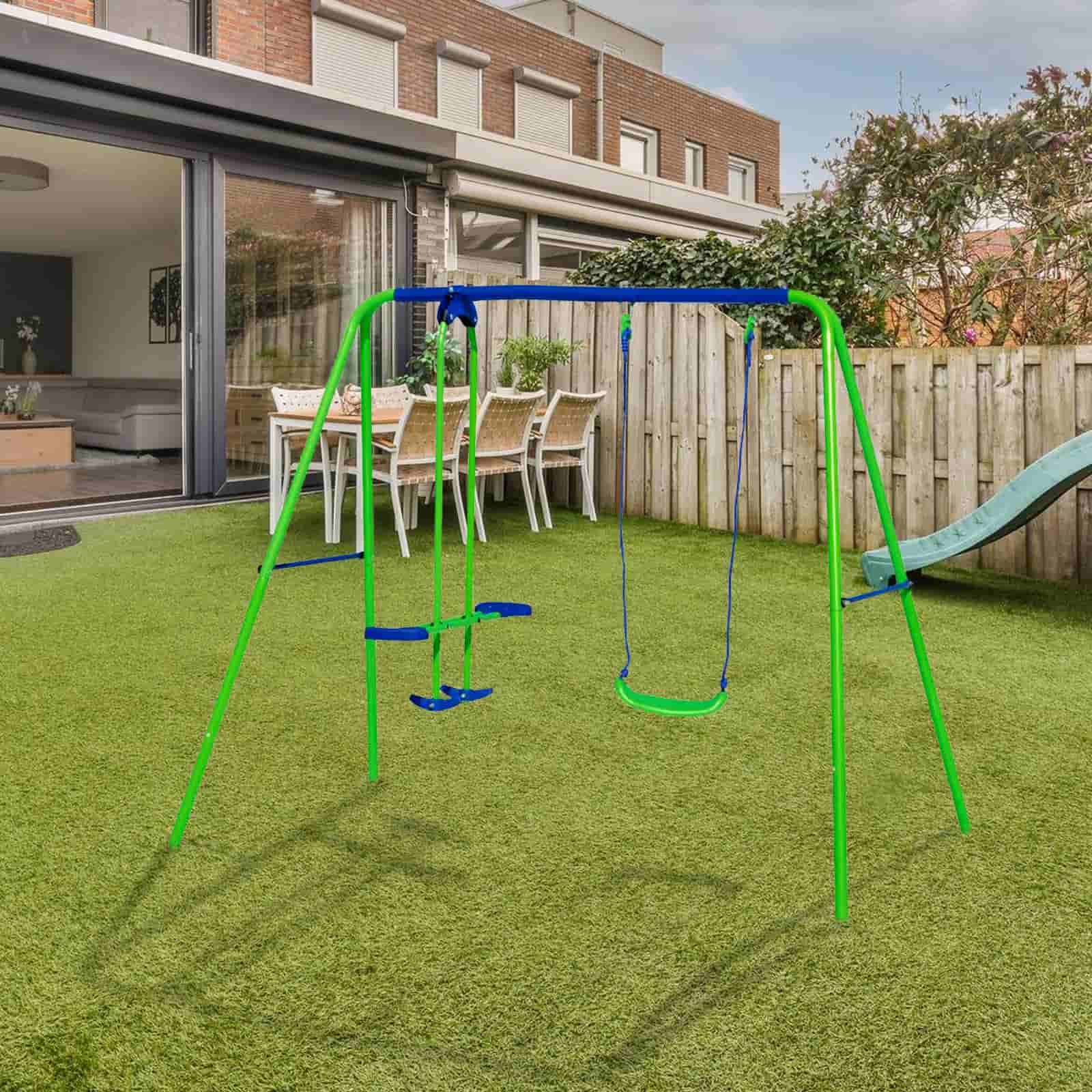 Balanço infantil metal 220x140x182 cm. 1 assento + 1 balancim. Outdoor Toys Balanço infantil metal 220x140x182 cm. 1 assento + 1 balancim. Outdoor Toys - Image 2